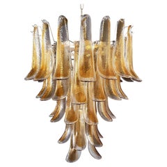 Italian Vintage Murano Chandelier, 52 Amber Glass Petals