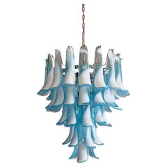 Lustre italien vintage de Murano - 52 pétales en verre BLEU