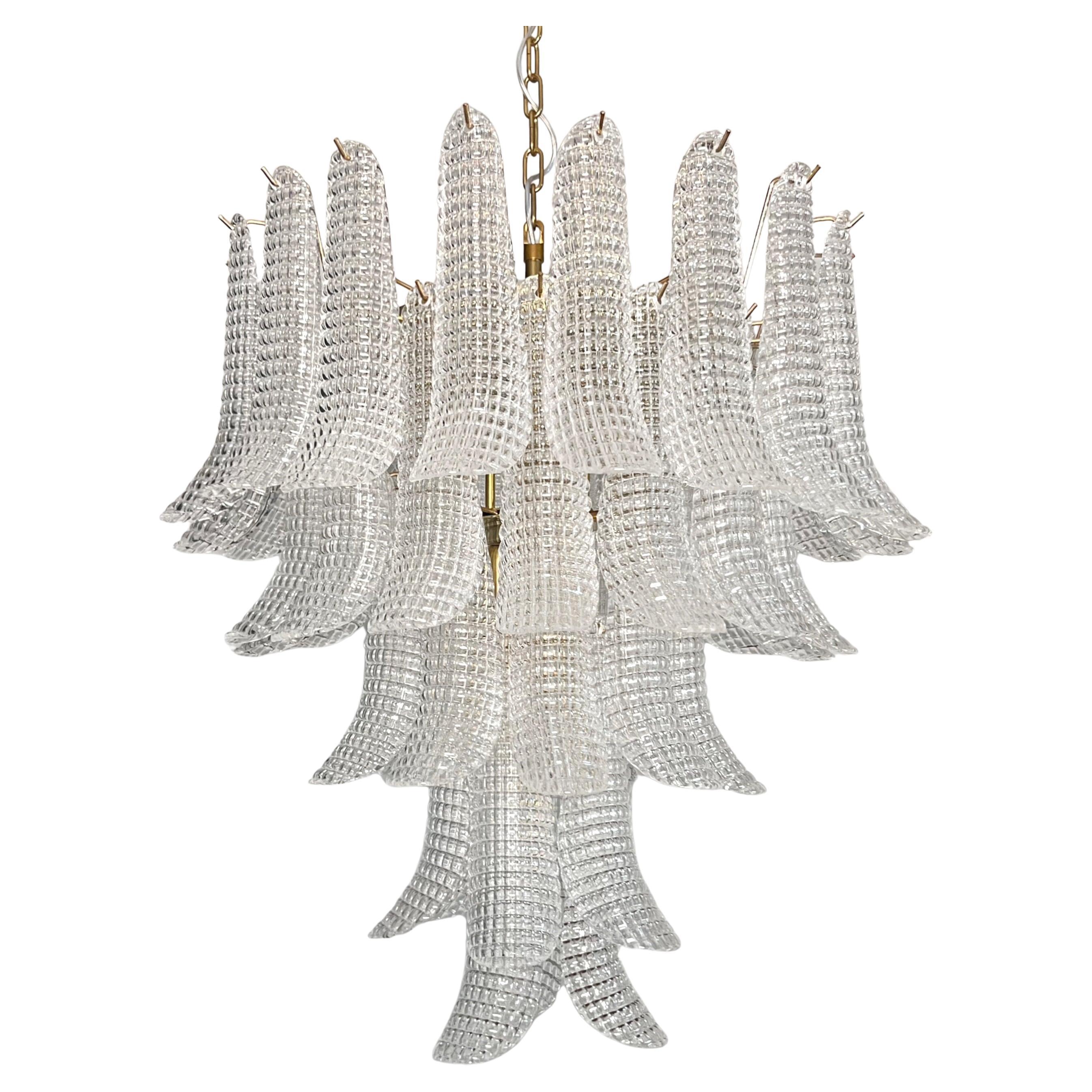 Italian vintage Murano chandelier - 52 crystal glass petals
