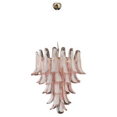 Italian Vintage Murano Chandelier, 52 Pink Glass Petals