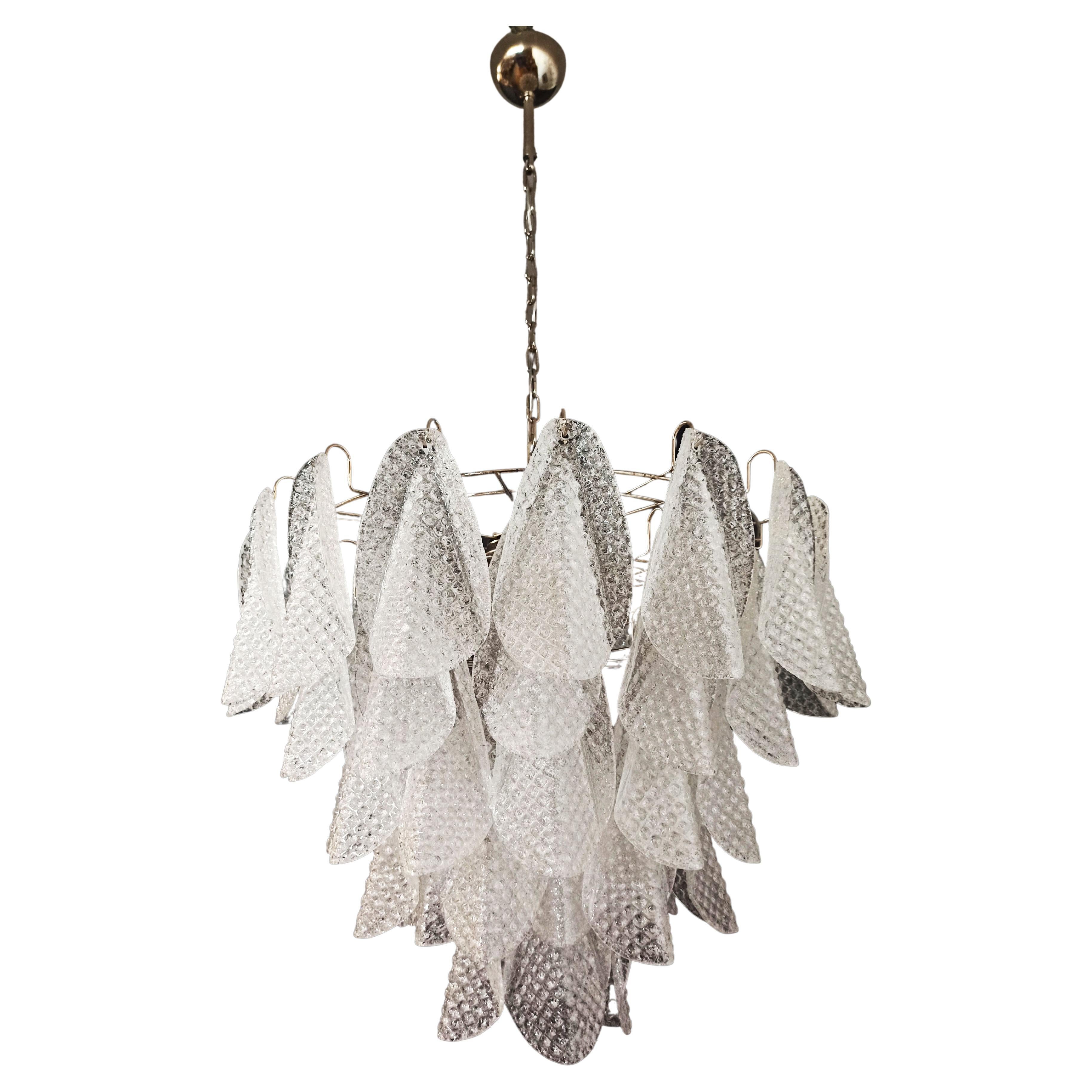 Italian Vintage Murano Chandelier, 57 Glass Rondini For Sale