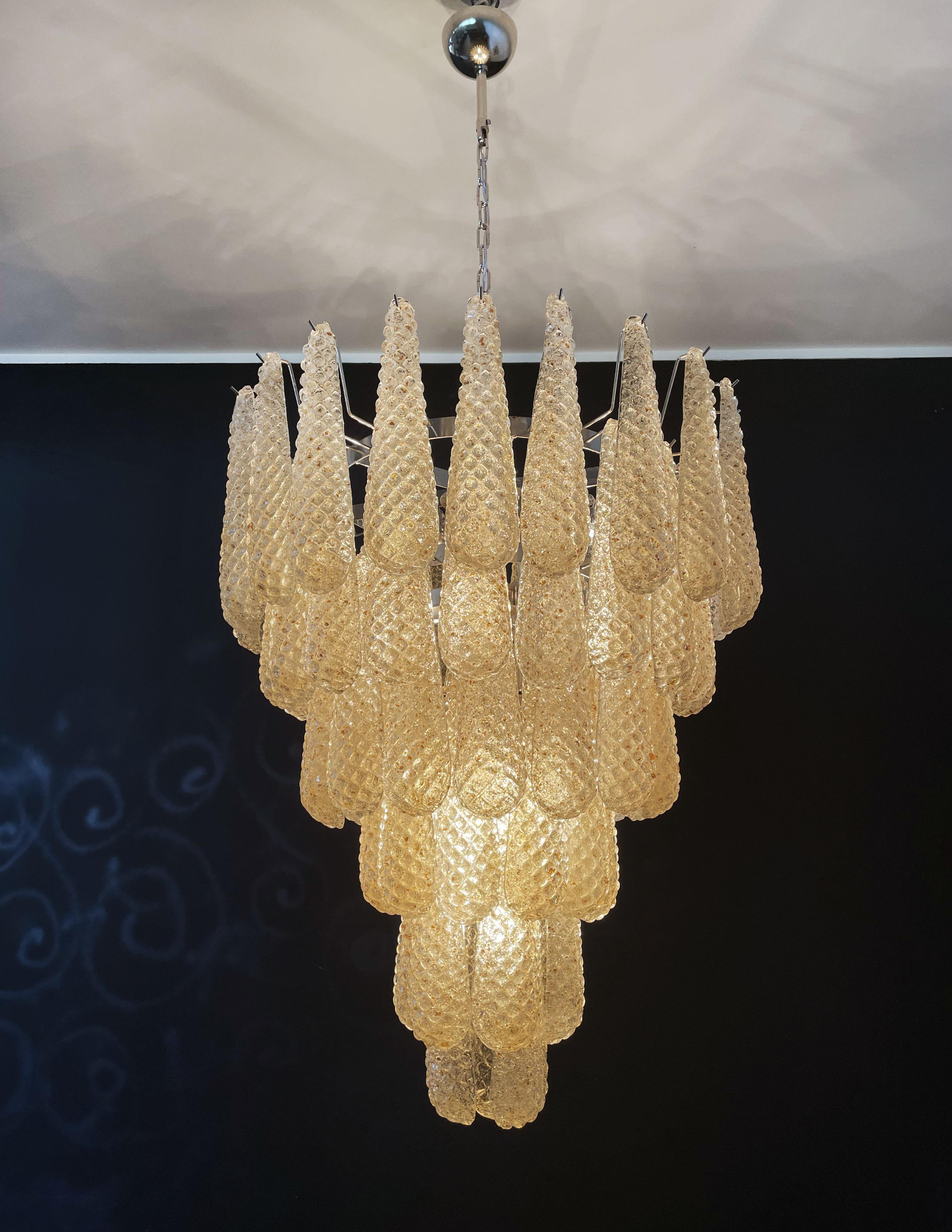 Italian Vintage Murano Chandelier, 75 Amber Glass Petals Drop 6