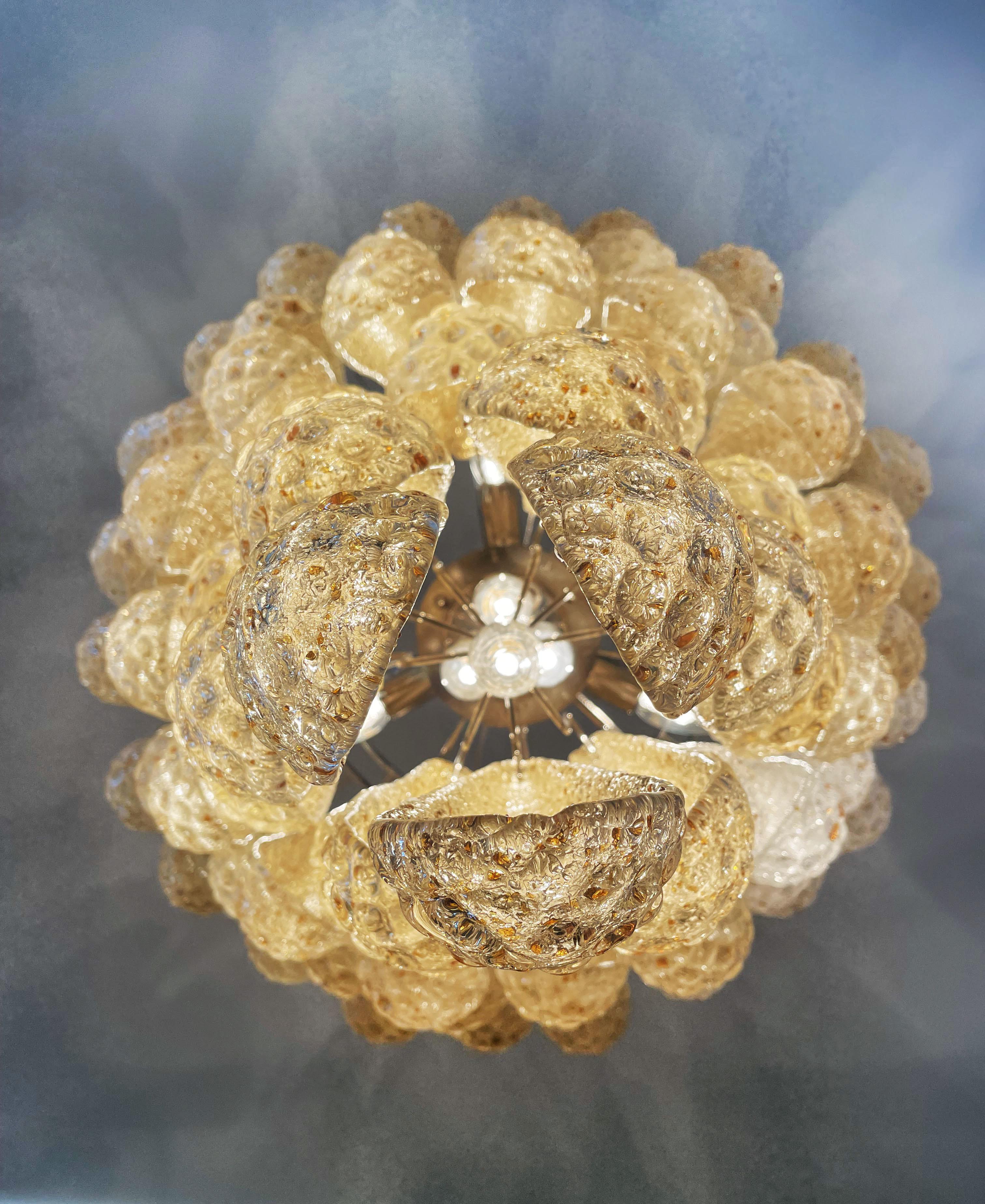 Italian Vintage Murano Chandelier, 75 Amber Glass Petals Drop 8