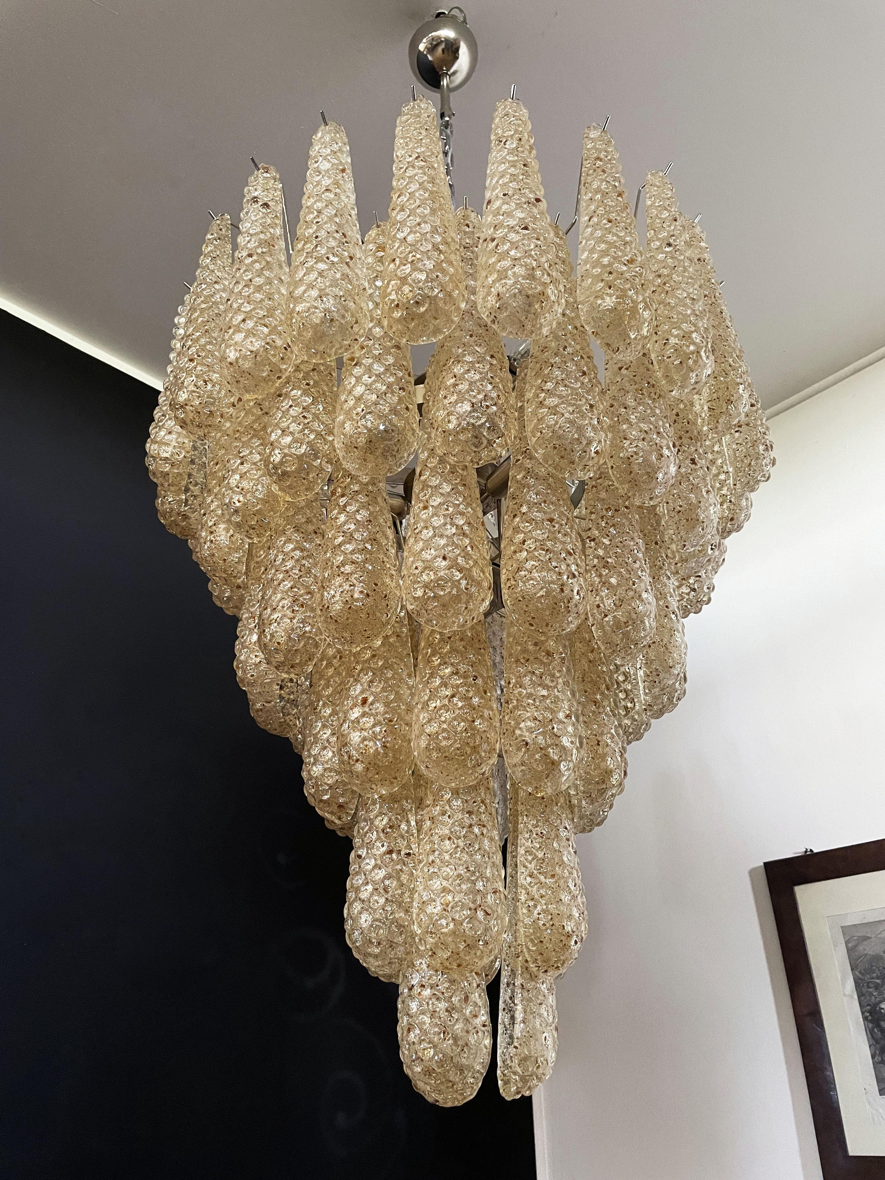 Italian Vintage Murano Chandelier, 75 Amber Glass Petals Drop 2