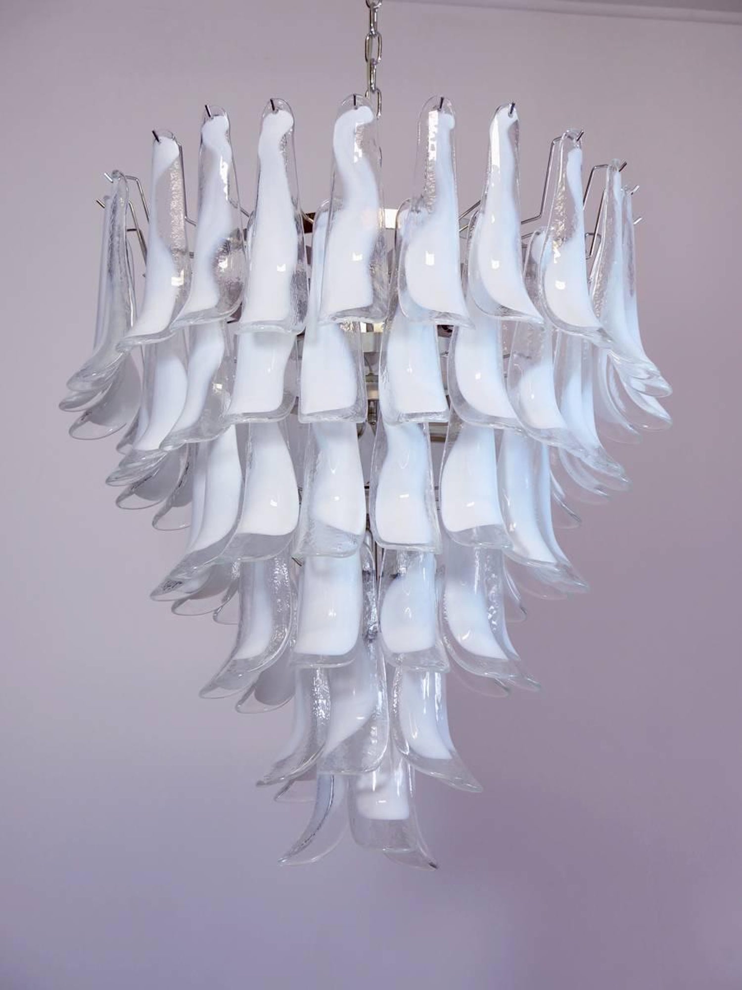 Italian Vintage Murano Chandelier In The Manner Of Mazzega 74 Glass Italian Vintage Murano Chandelier In The Manner Of Mazzega 74 Glass Petals At 1stdibs