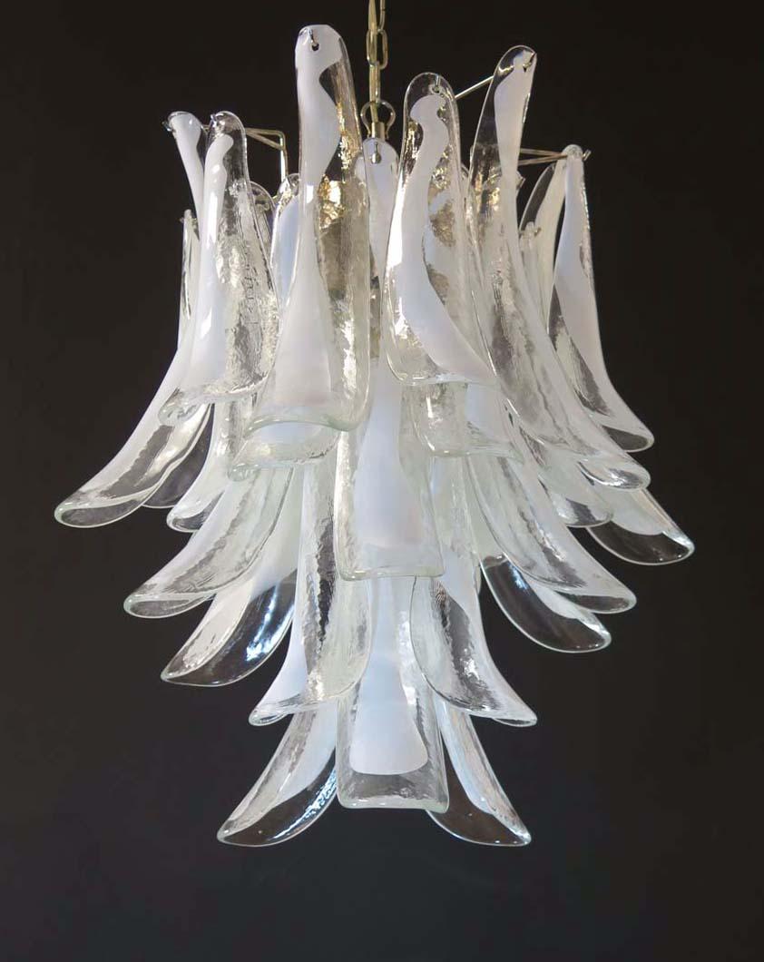 Late 20th Century Italian Vintage Murano Chandelier in the Manner of Mazzega, 30 Glass Petals For Sale