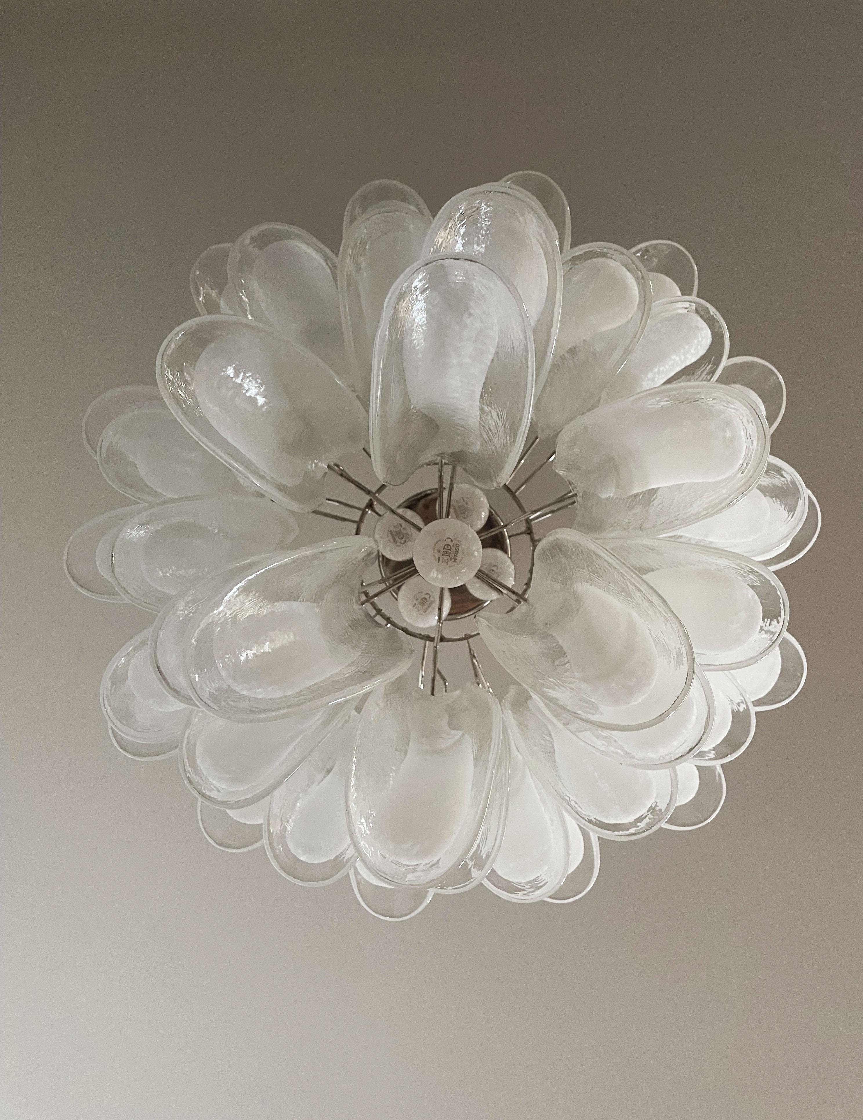 Italian vintage Murano chandelier in the manner of Mazzega - 41 glass petals For Sale 11