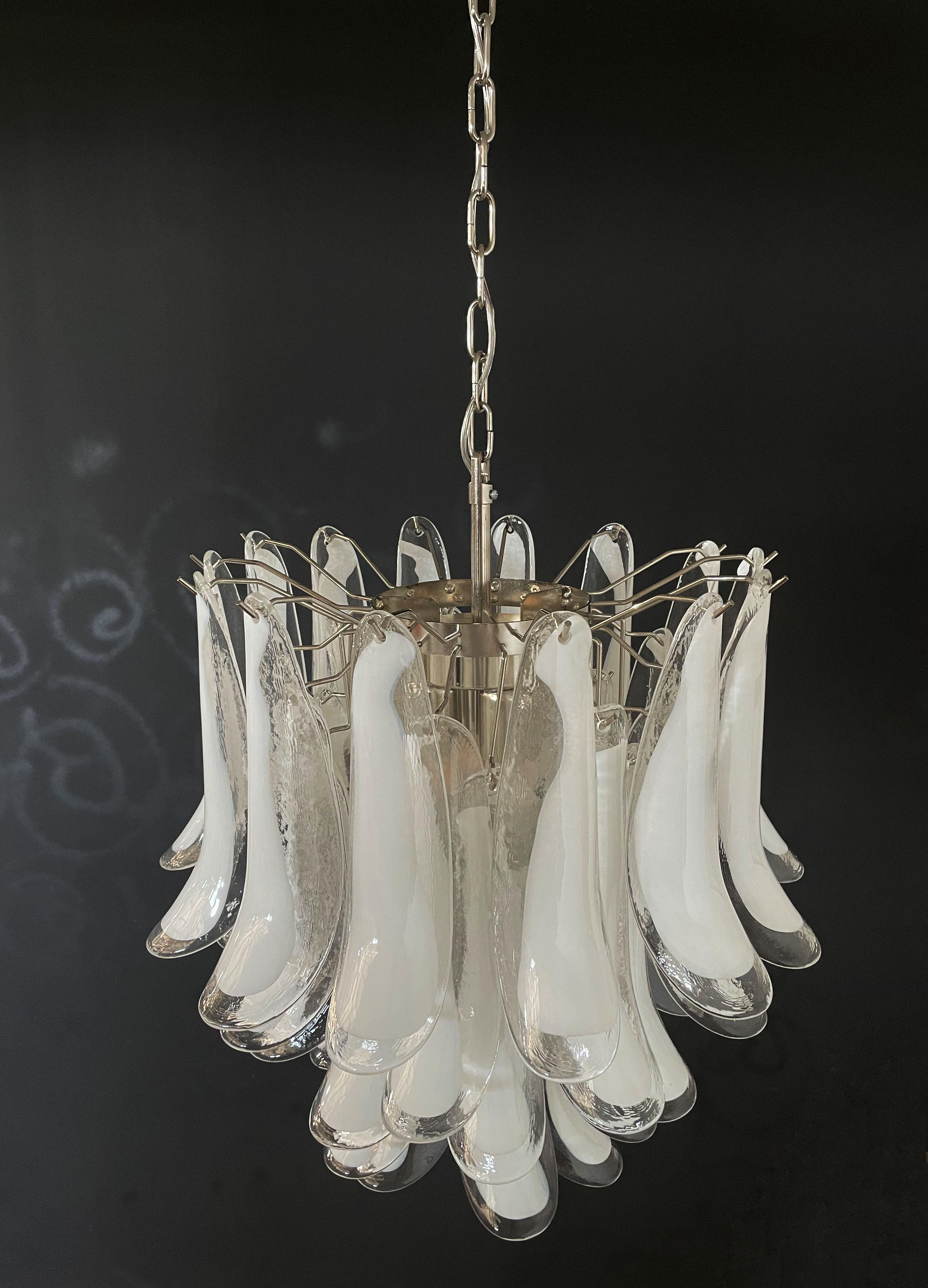 Mid-Century Modern Italian vintage Murano chandelier in the manner of Mazzega - 41 glass petals For Sale