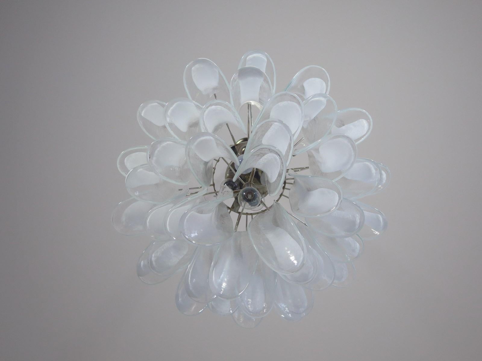 Italian Vintage Murano Chandelier in the Manner of Mazzega, 41 Glass Petals 2