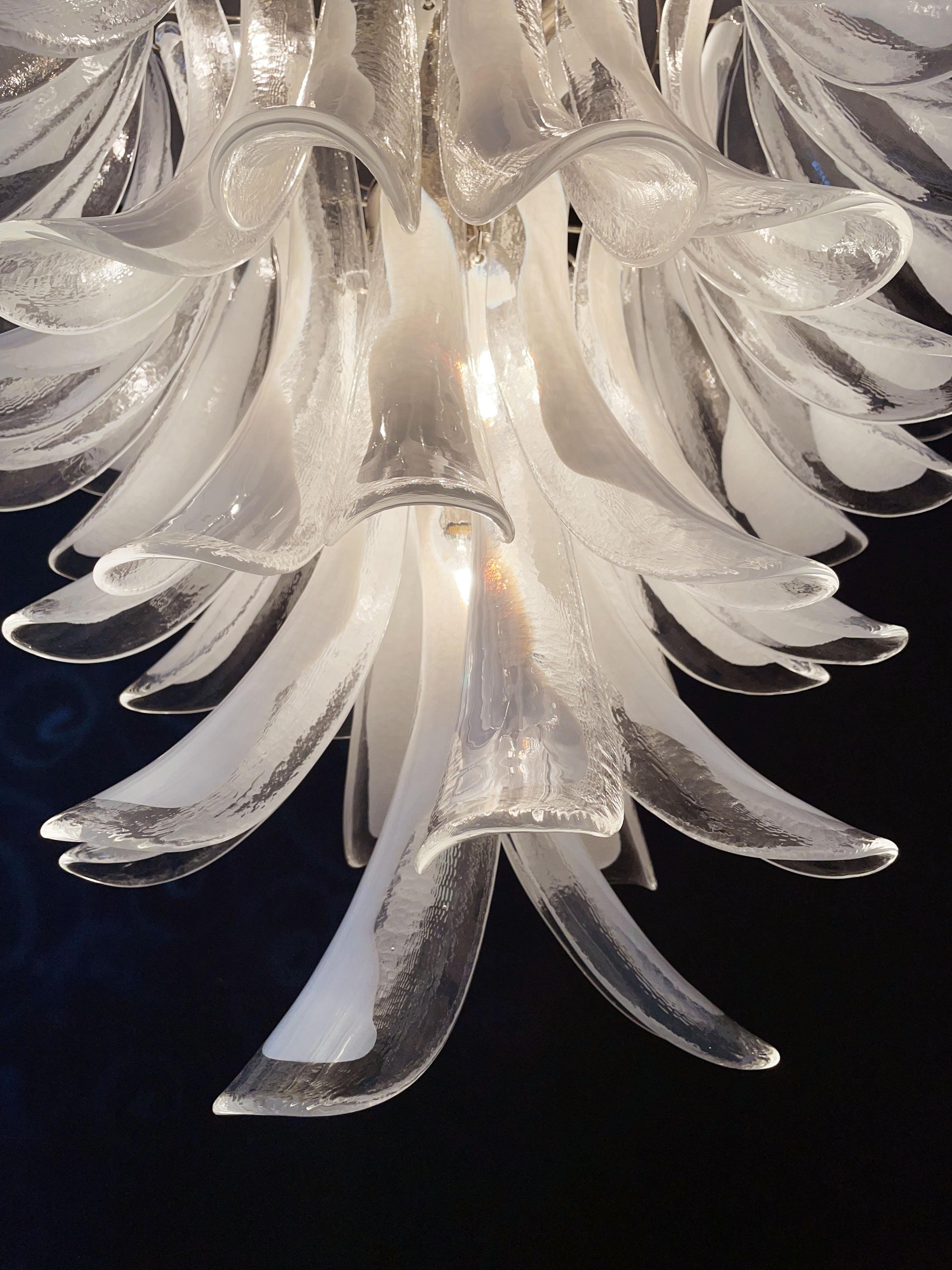 Italian Vintage Murano Chandelier in the Manner of Mazzega, 52 Big Glass Petals For Sale 9