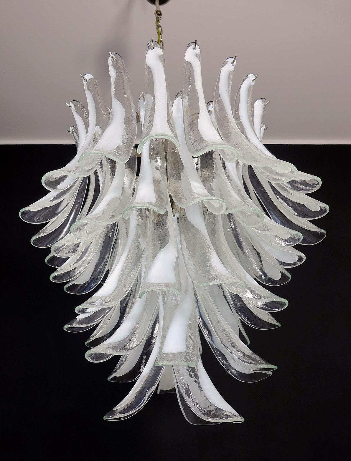Late 20th Century Italian Vintage Murano Chandelier in the Manner of Mazzega, 52 Big Glass Petals For Sale