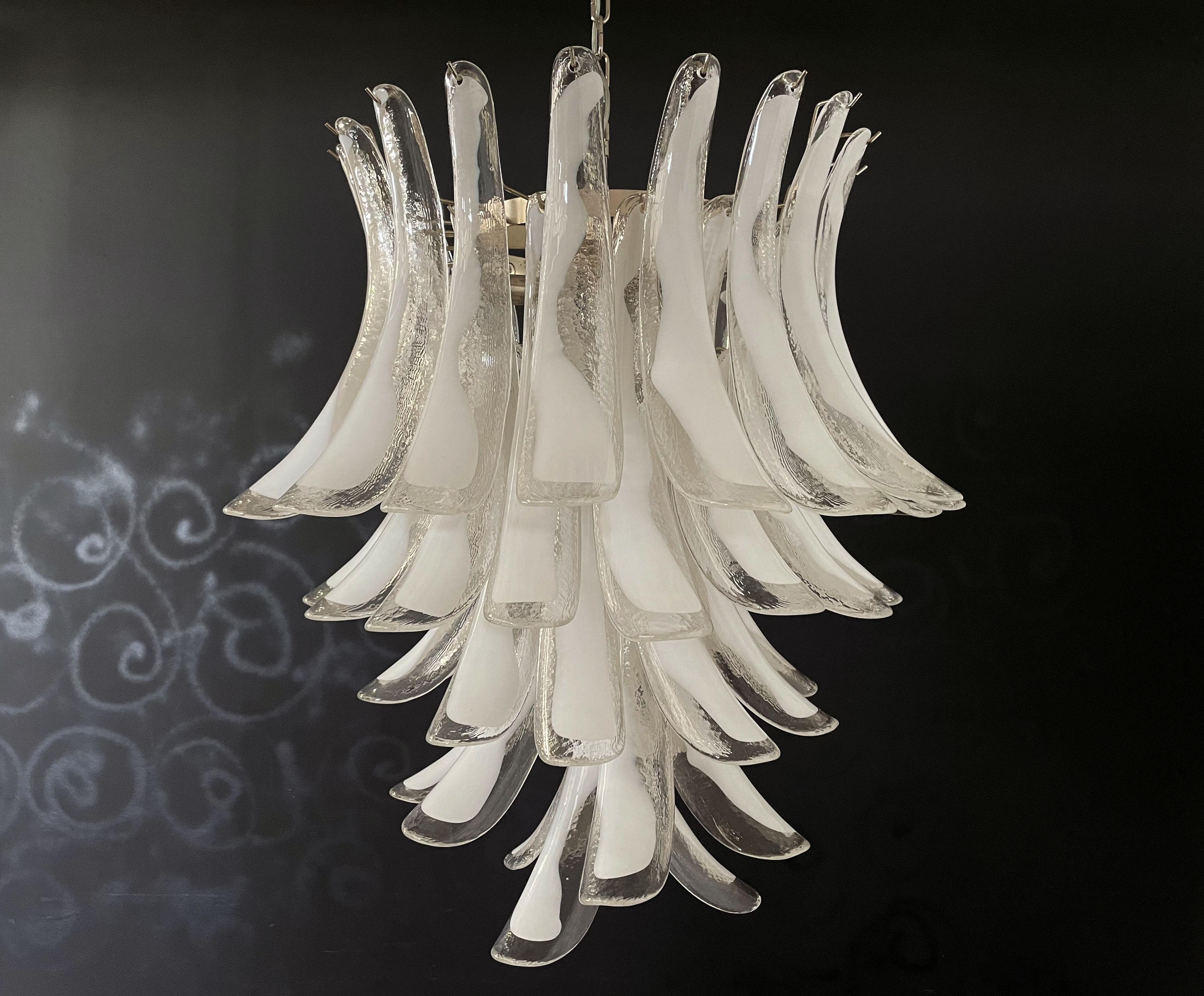 Mid-Century Modern Italian Vintage Murano Chandelier in the Manner of Mazzega, 52 Big Glass Petals For Sale