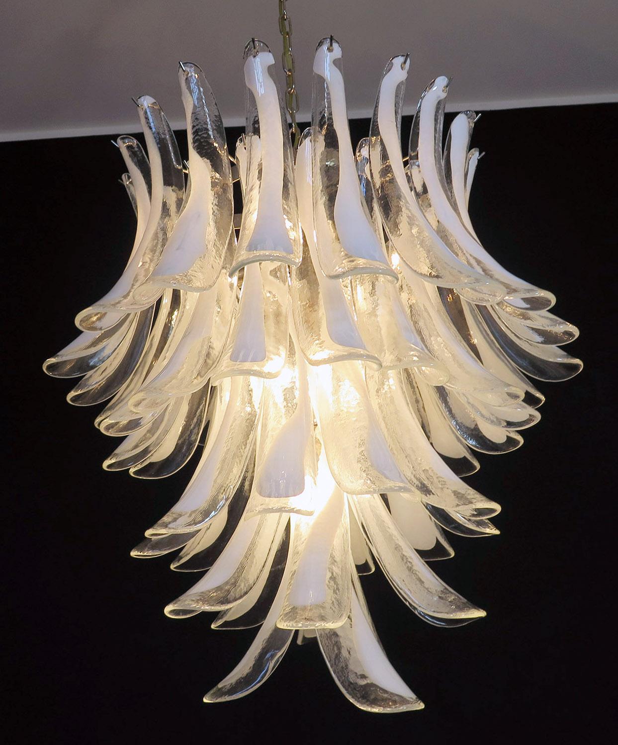 Italian Vintage Murano Chandelier in the Manner of Mazzega, 52 Big Glass Petals For Sale 7