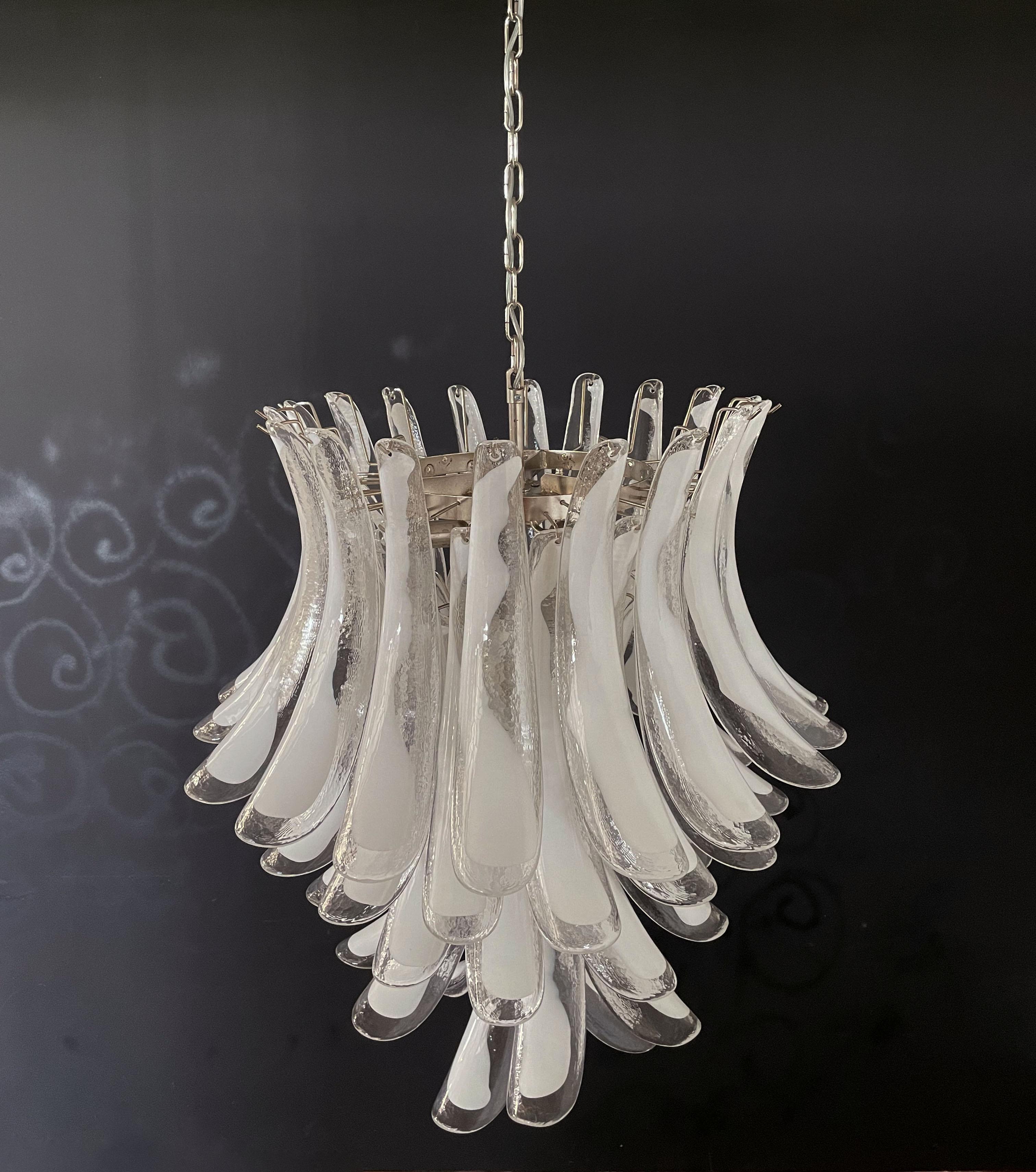 Italian Vintage Murano Chandelier in the Manner of Mazzega, 52 Big Glass Petals For Sale 3