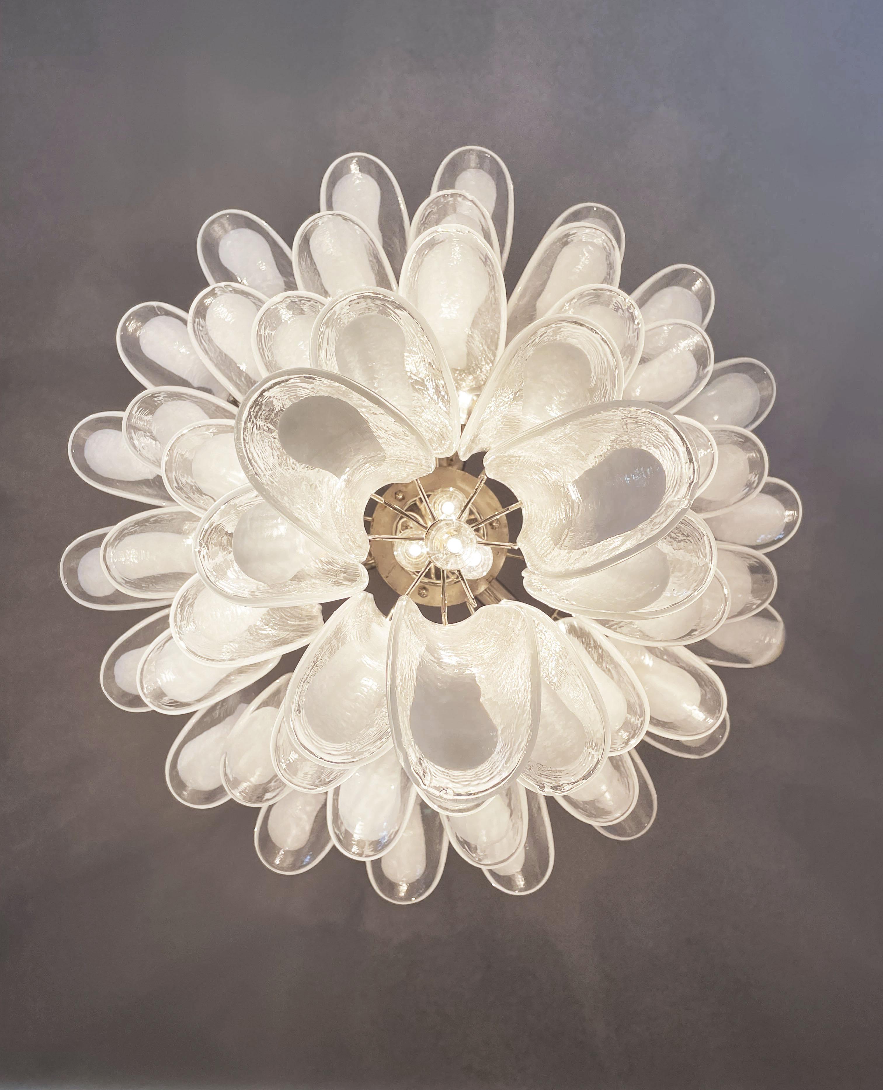 Italian vintage Murano chandelier in the manner of Mazzega - 52 glass petals For Sale 5