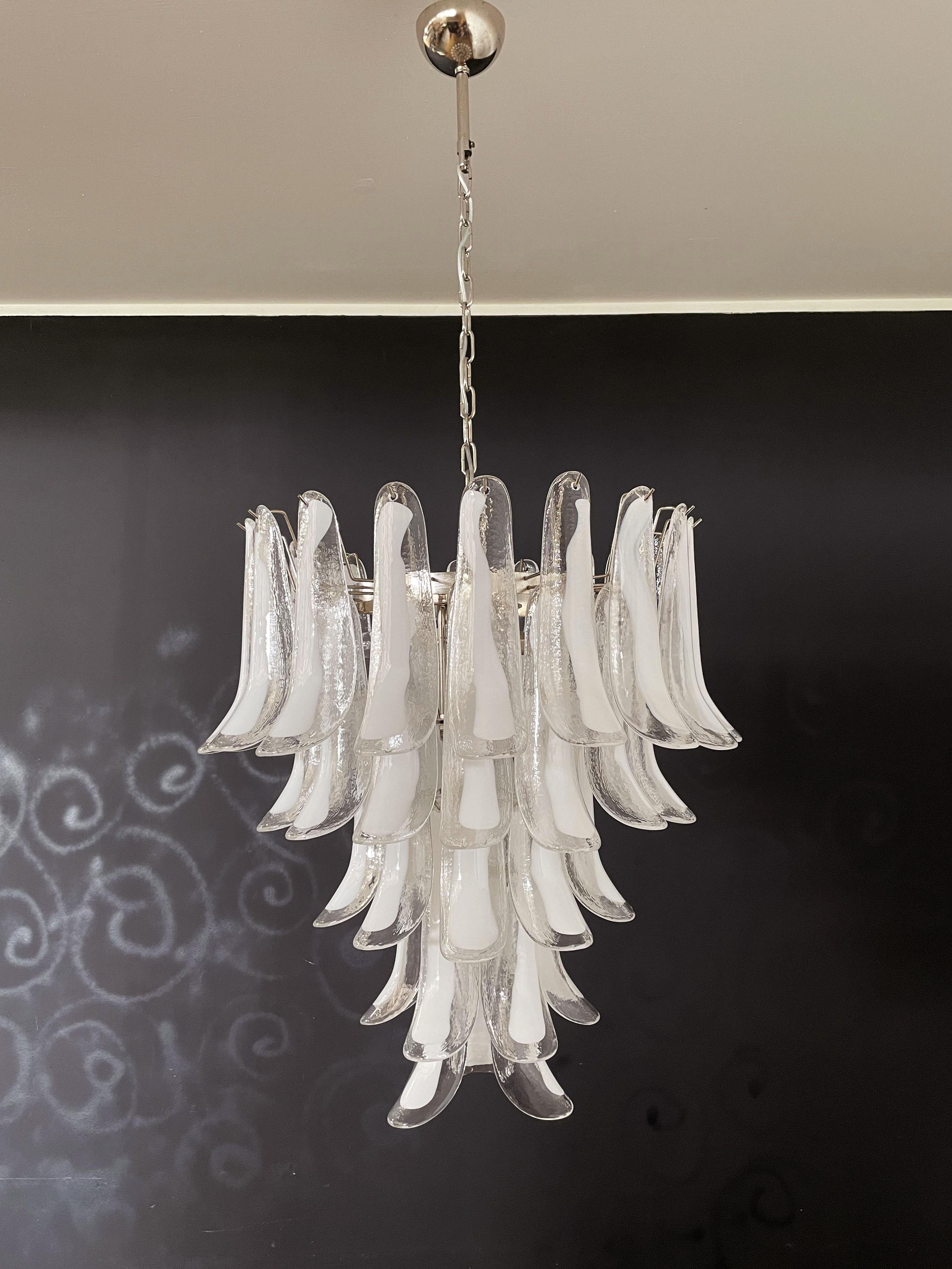 Art Glass Italian vintage Murano chandelier in the manner of Mazzega - 52 glass petals For Sale