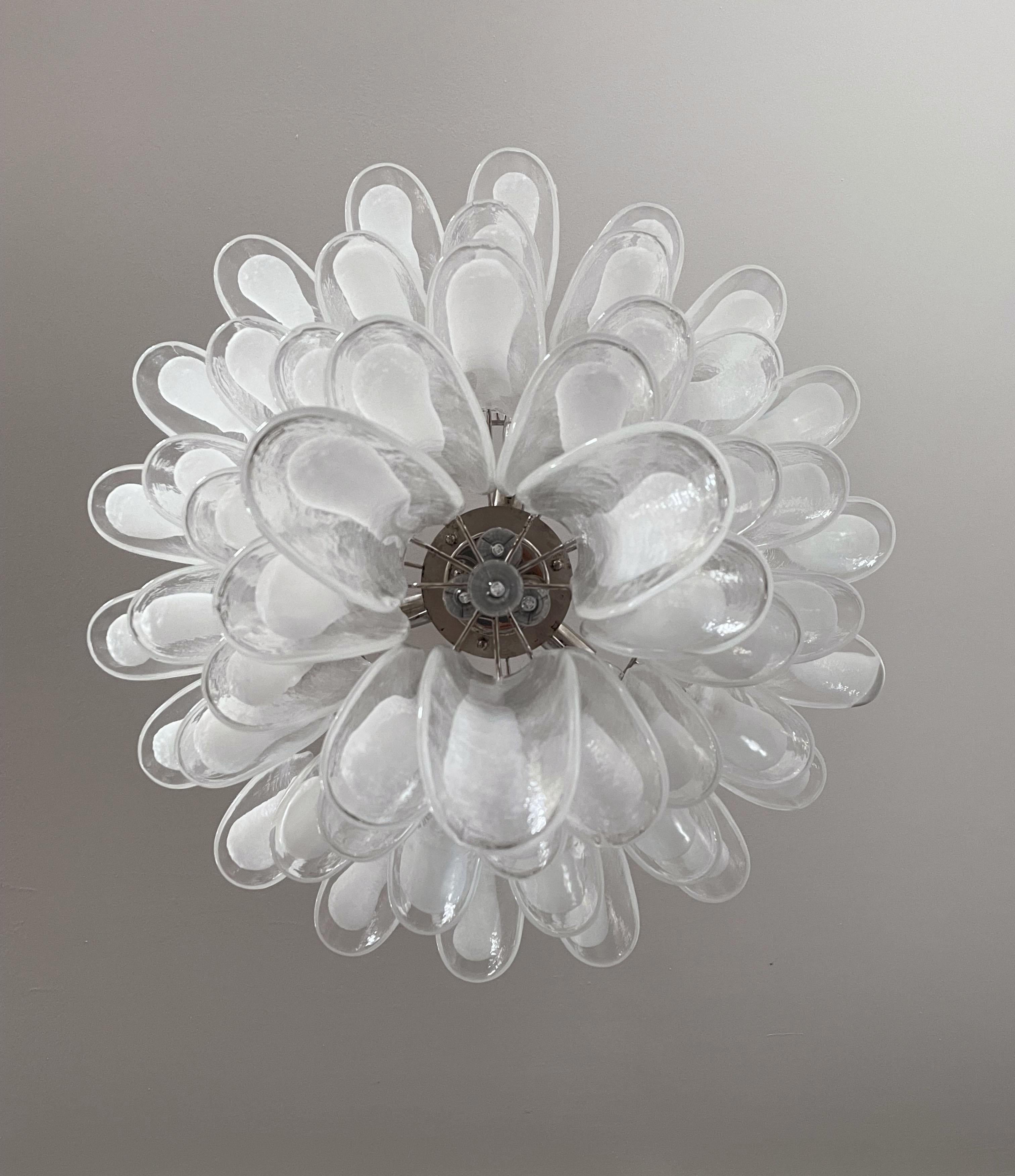 Italian vintage Murano chandelier in the manner of Mazzega - 52 glass petals For Sale 2