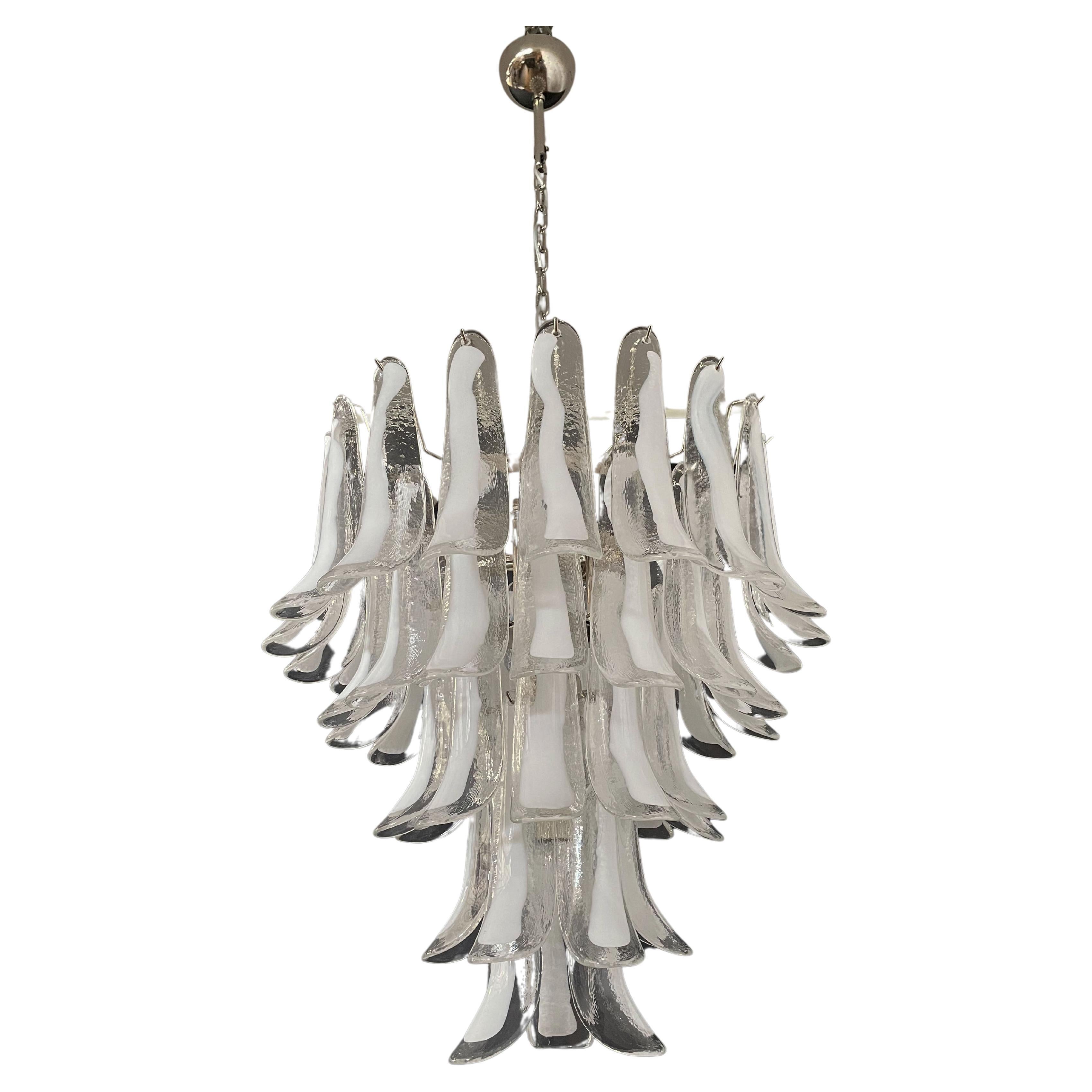 Italian vintage Murano chandelier in the manner of Mazzega - 52 glass petals For Sale
