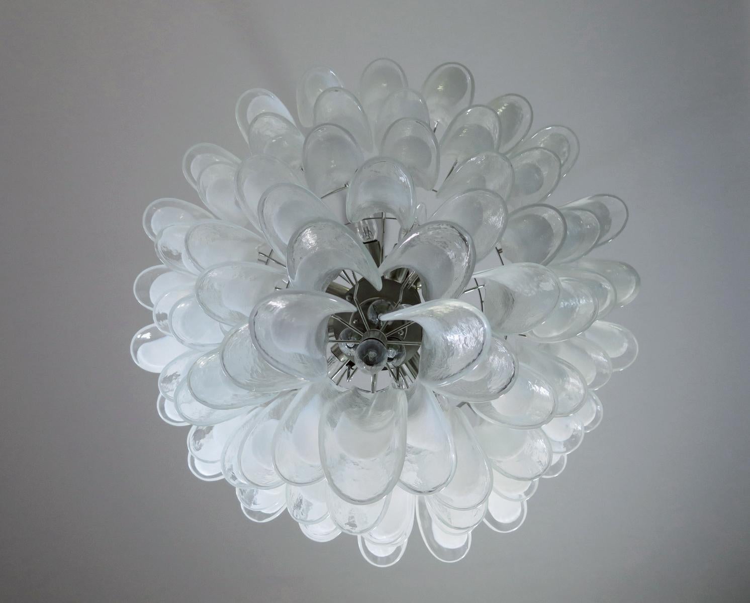 Blown Glass Italian Vintage Murano Chandelier in the Manner of Mazzega, 75 Glass Petals