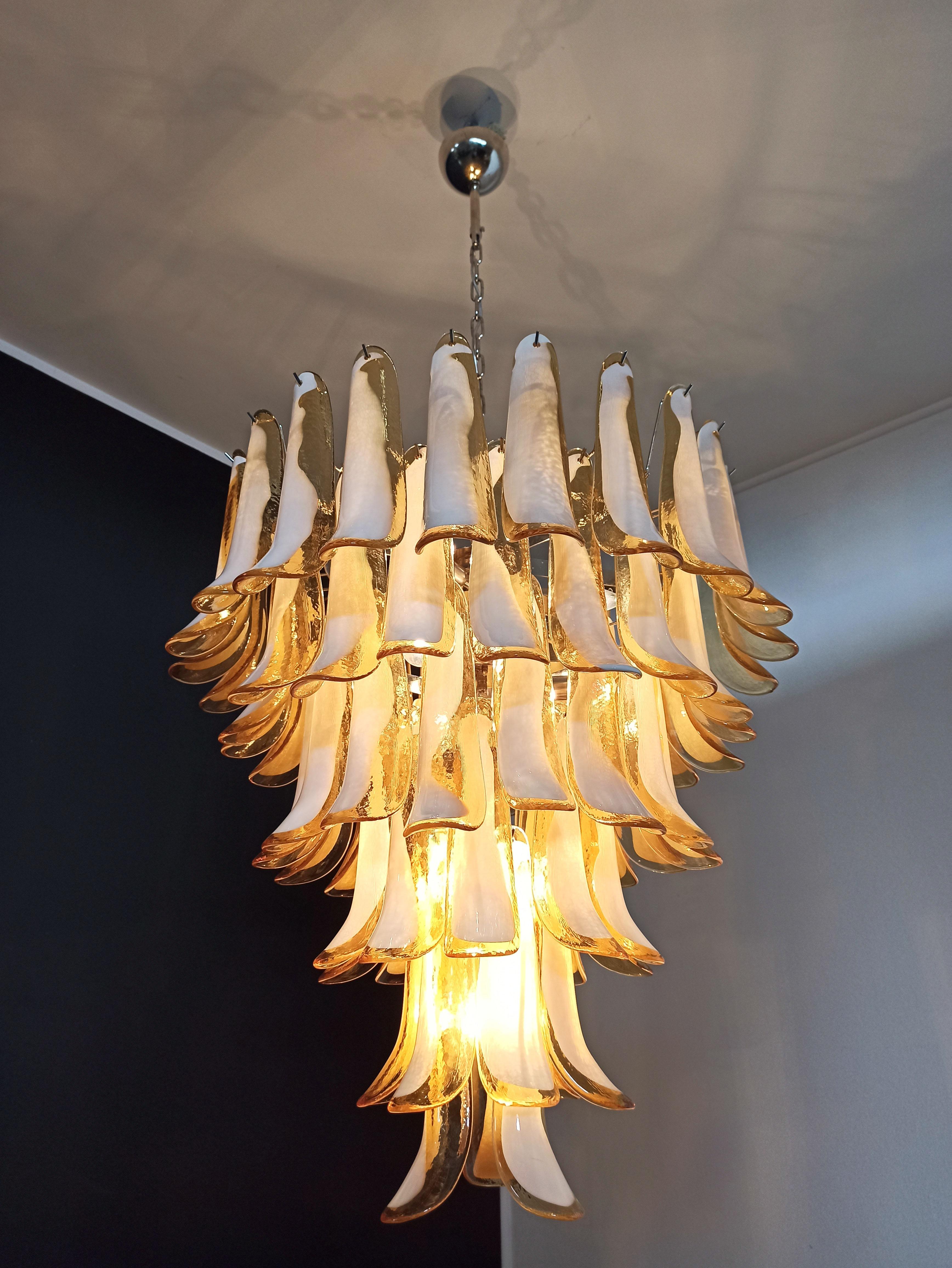 Italian Vintage Murano Chandelier in the Manner of Mazzega, 75 Caramel Glass Pe For Sale 9
