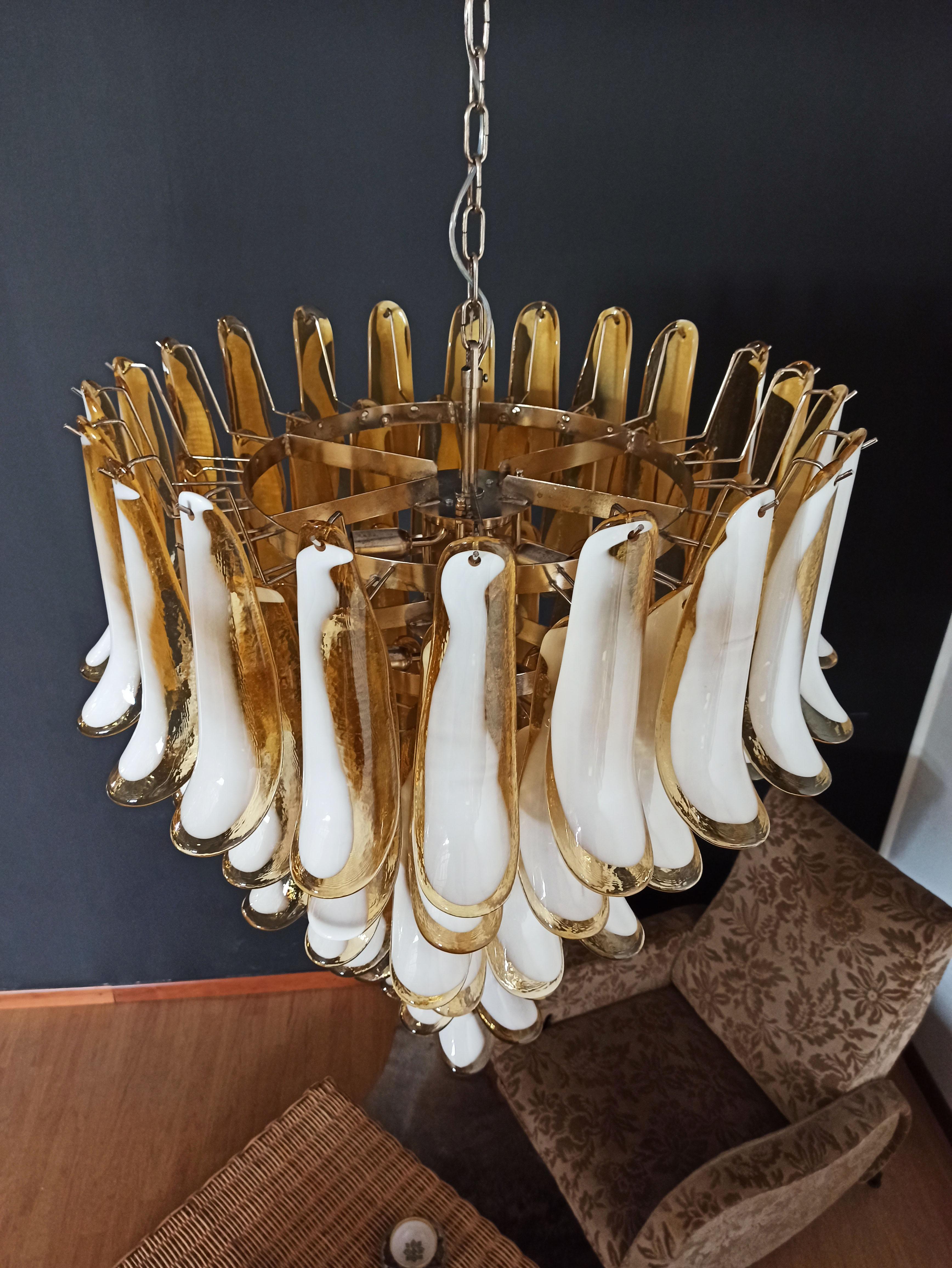 Italian Vintage Murano Chandelier in the Manner of Mazzega, 75 Caramel Glass Pe For Sale 2