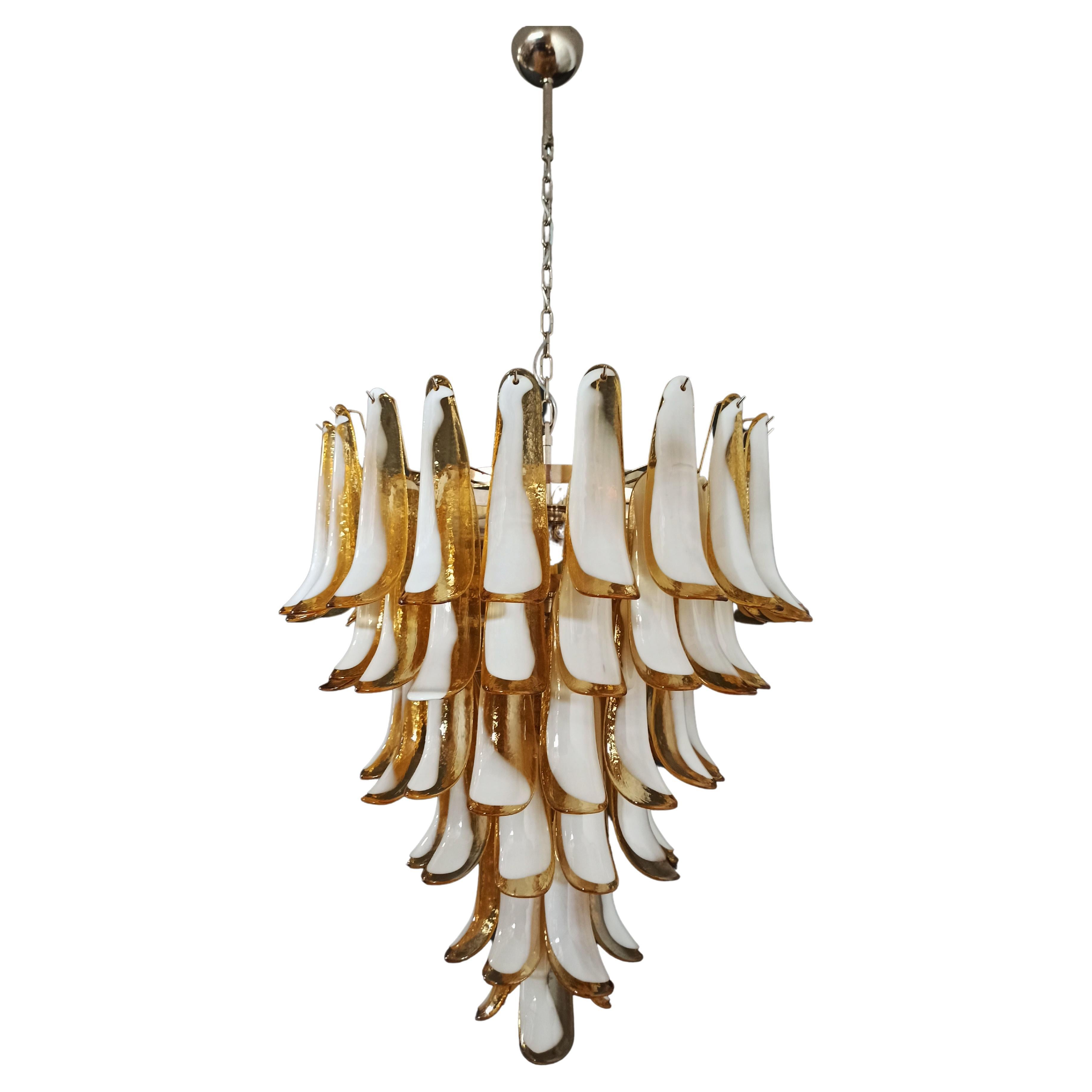Italian Vintage Murano Chandelier in the Manner of Mazzega, 75 Caramel Glass Pe For Sale