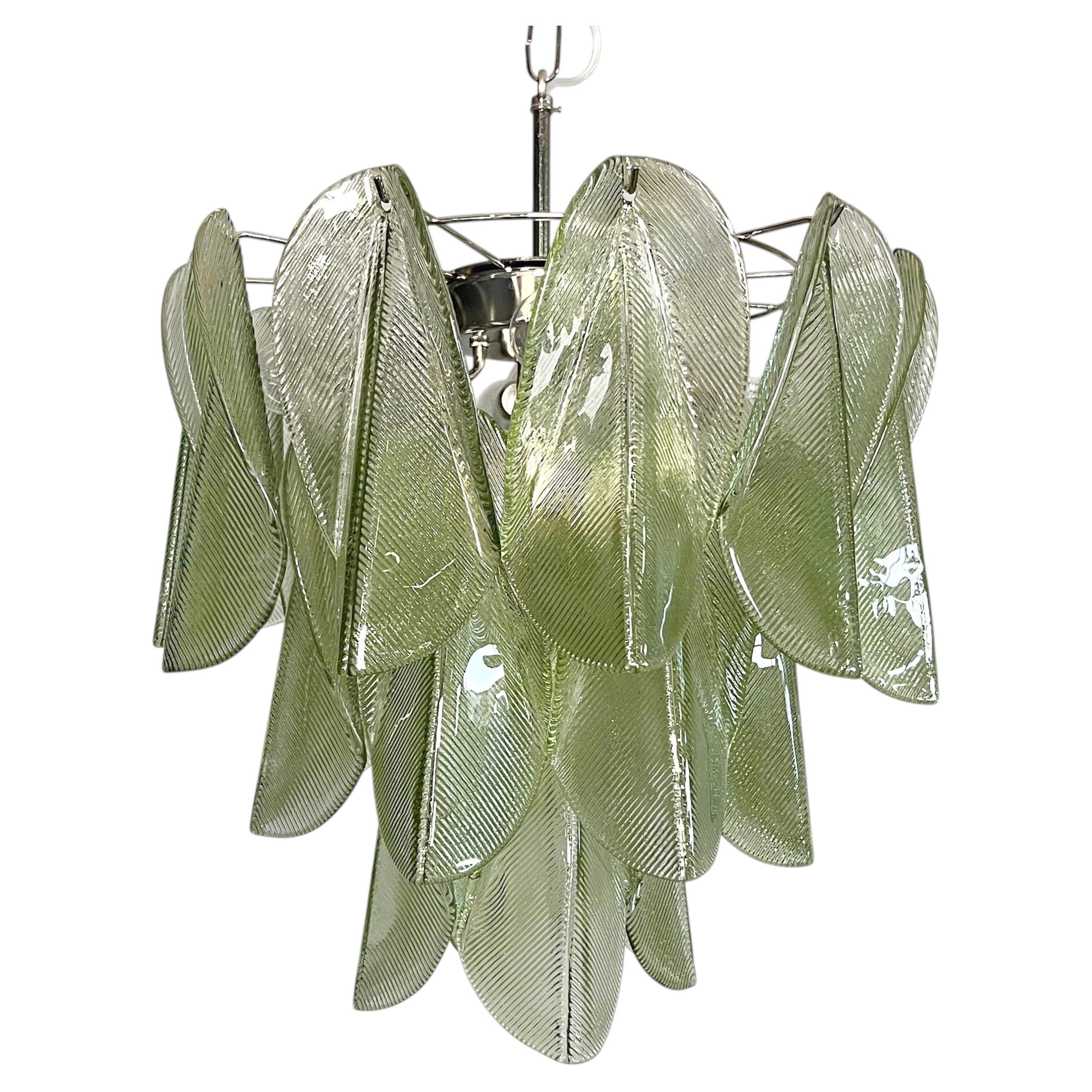 Italian vintage Murano chandelier - Mazzega - 23 "rondini" green glass