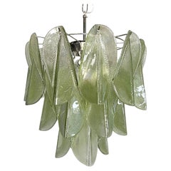 Italian vintage Murano chandelier - Mazzega - 23 "rondini" green glass