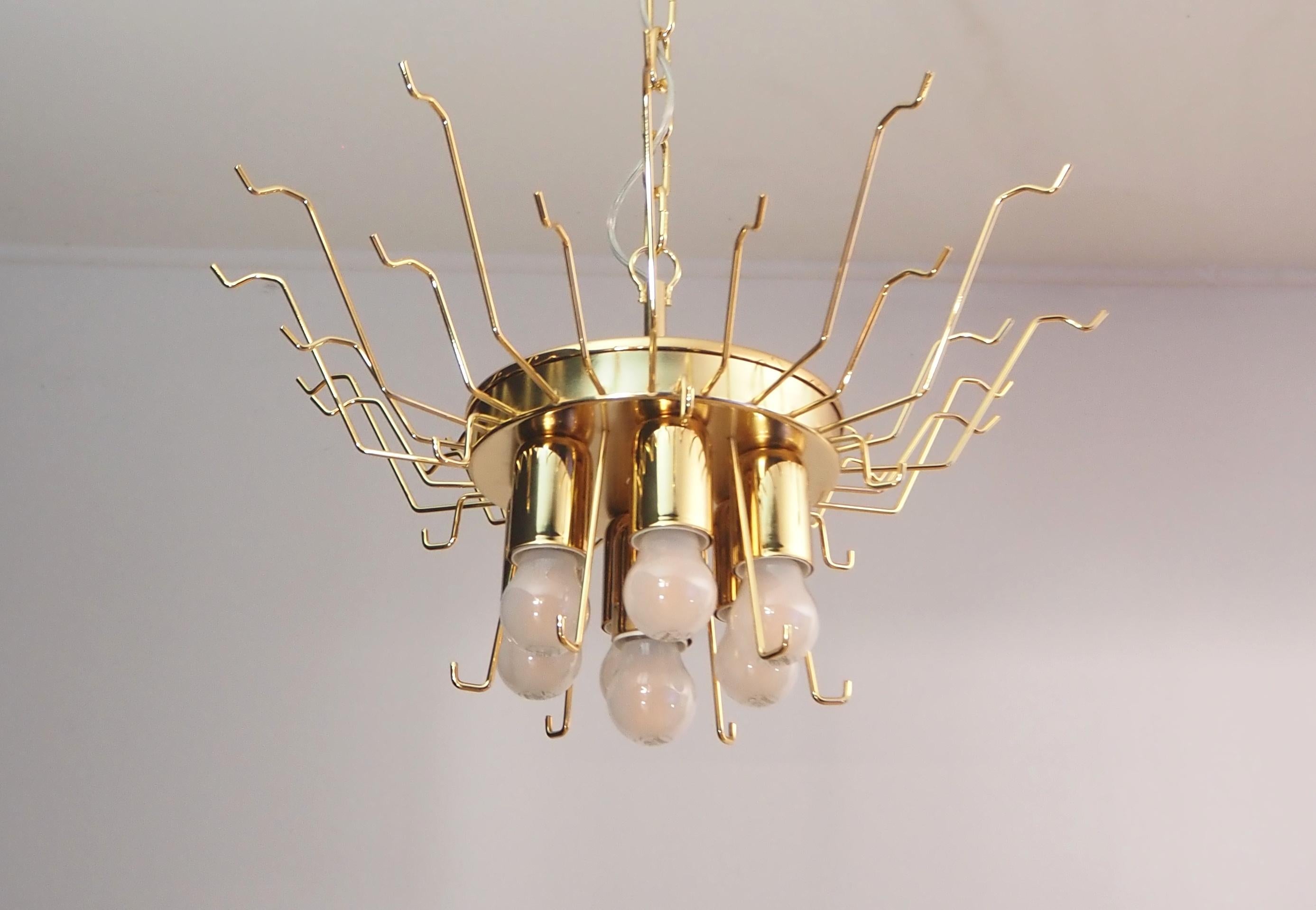 Italian vintage Murano chandelier - Mazzega - 36 GOLD glass petals For Sale 8