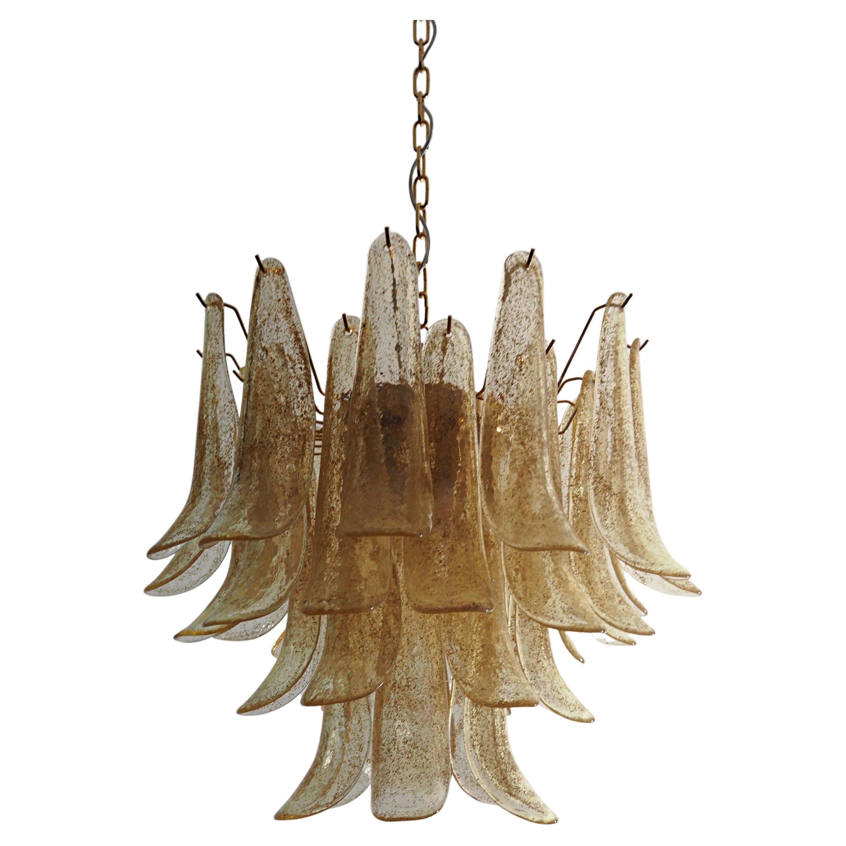 Italian vintage Murano chandelier - Mazzega - 36 GOLD glass petals For Sale