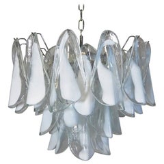 Italian Vintage Murano Chandelier, Mazzega, 36 Lattimo Glass "Rondini"