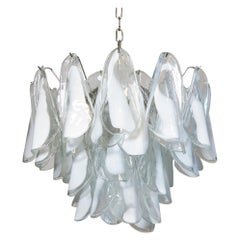 Italian Vintage Murano Chandelier, Mazzega, 36 Lattimo Glass "Rondini"