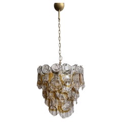 Italienischer Vintage Murano Kronleuchter, Mazzega, 41 "Crostoli" Bernsteinglas