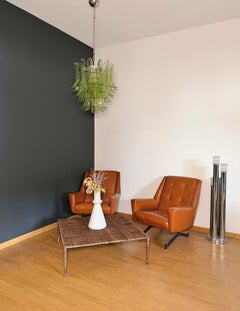 Italienischer Vintage-Kronleuchter aus Murano - Mazzega - 41 grüne Glasblütenblätter