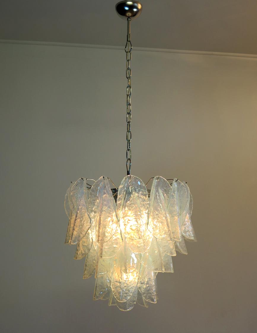 Italian Vintage Murano Chandelier, Mazzega, 41 Opalino Glass 