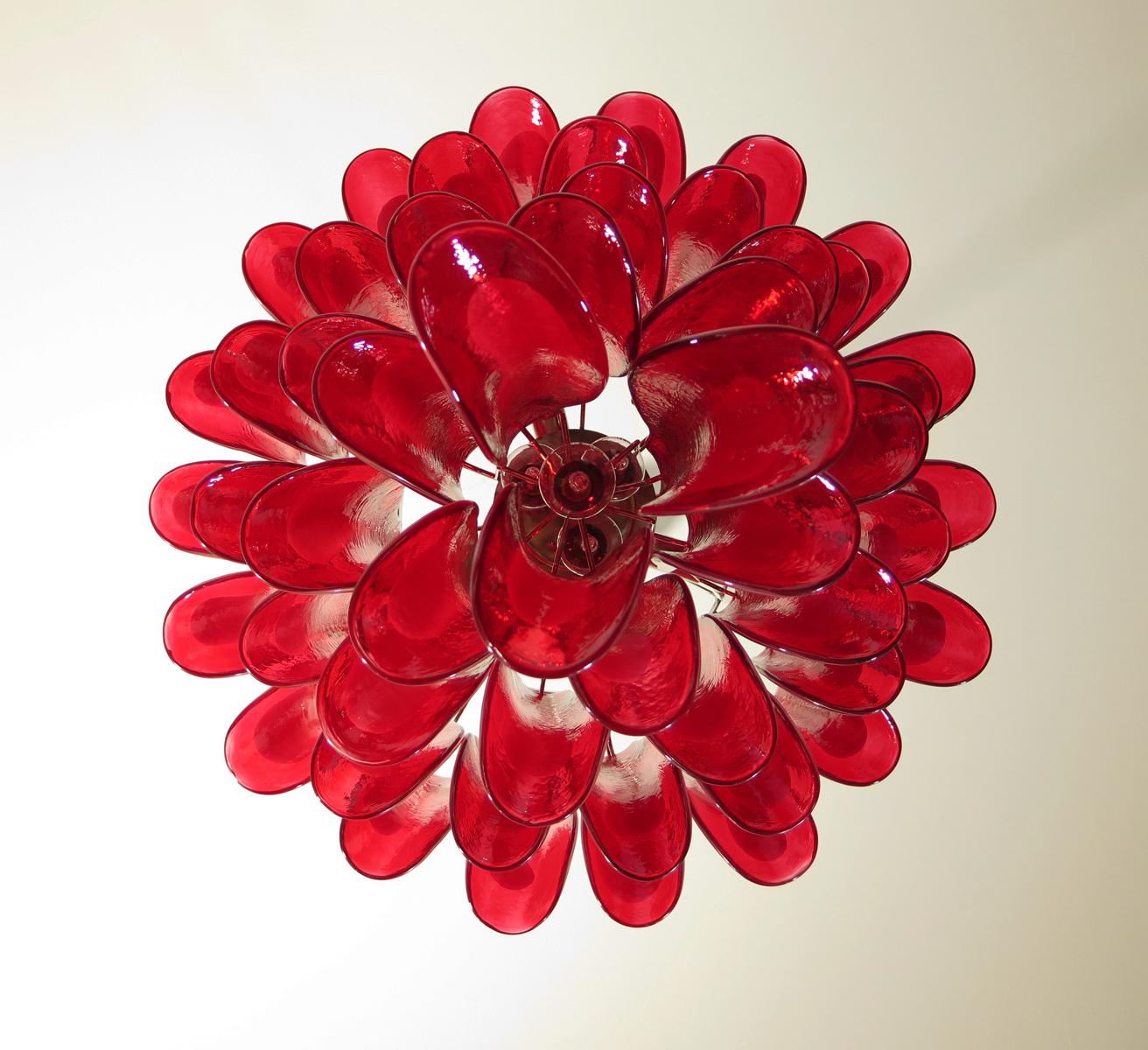 Italian Vintage Murano Chandelierm, Mazzega, 52 Glass Petals For Sale 1