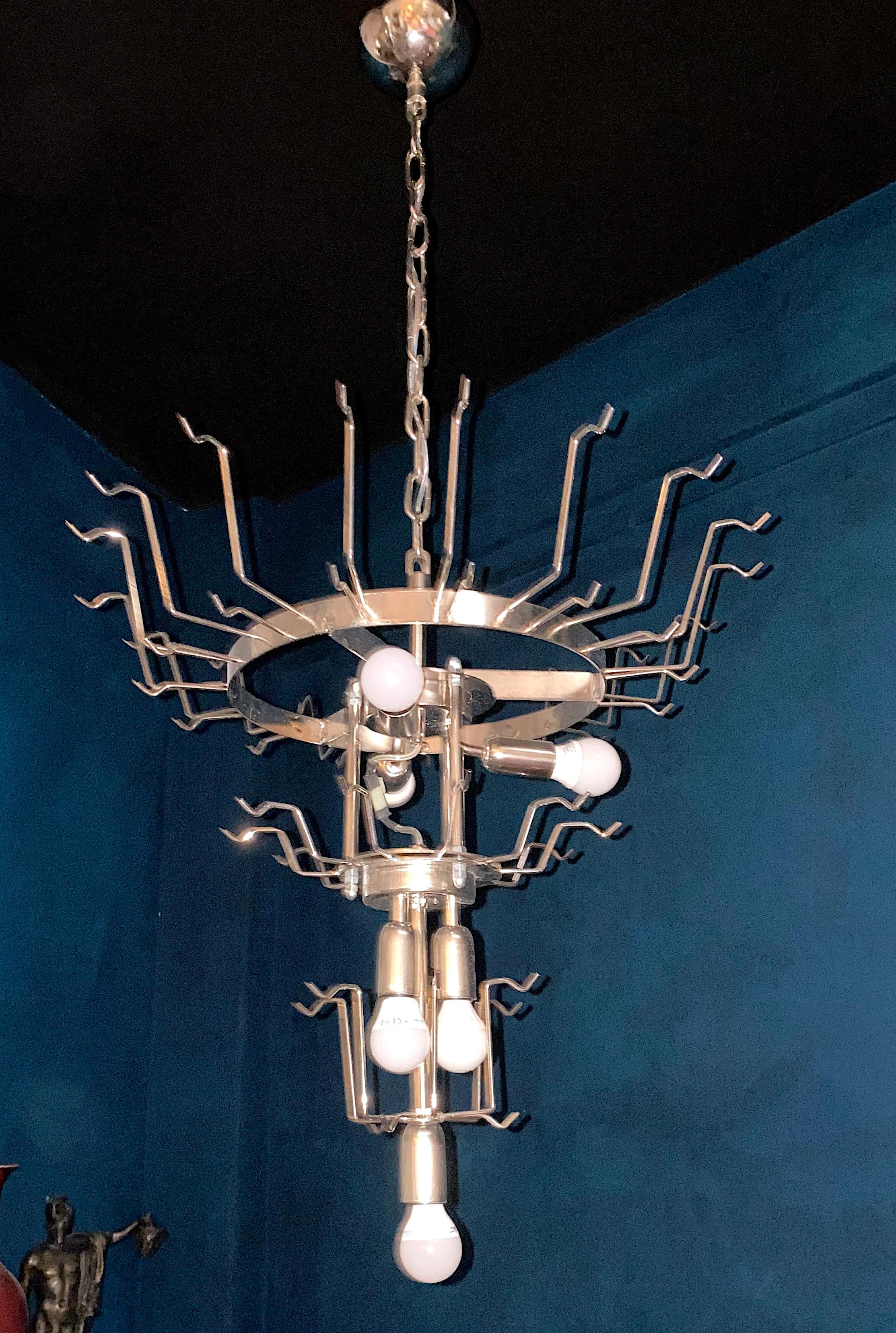 Italian Vintage Murano Chandelier with Amber Glass Petals, 1970s For Sale 1