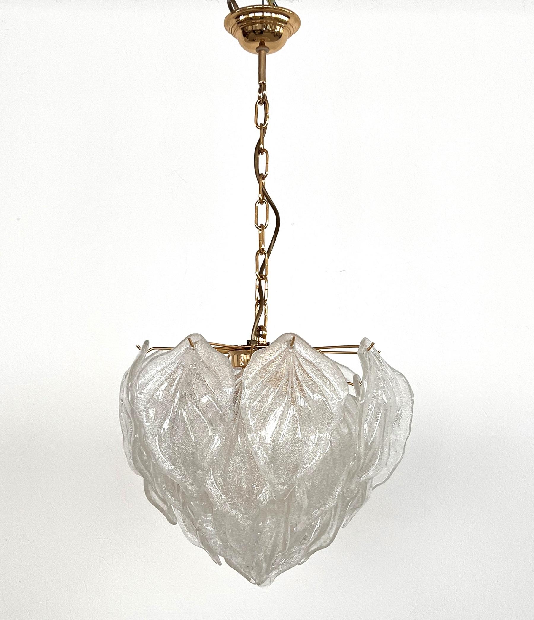 Mid-Century Modern Italian Vintage Murano Chandelier with Glass Petals For Sale