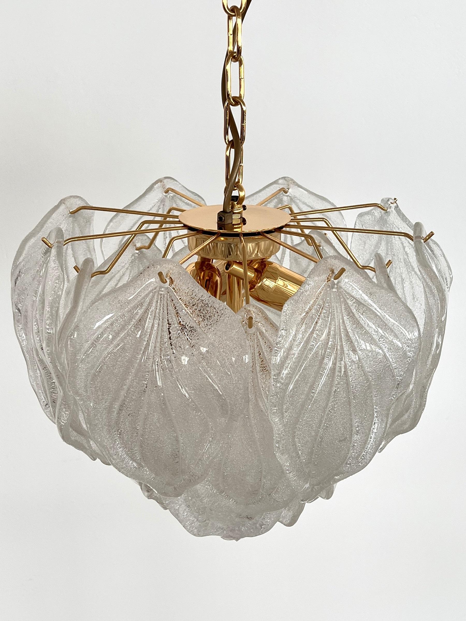 Late 20th Century Italian Vintage Murano Chandelier with Glass Petals For Sale