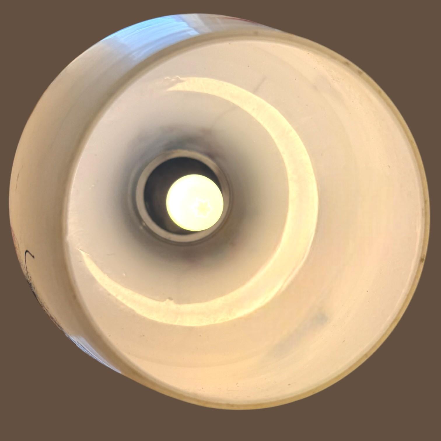 Moderne Vintage Italian Murano glass & chrome lamp, peint à la main, circa 1970 en vente