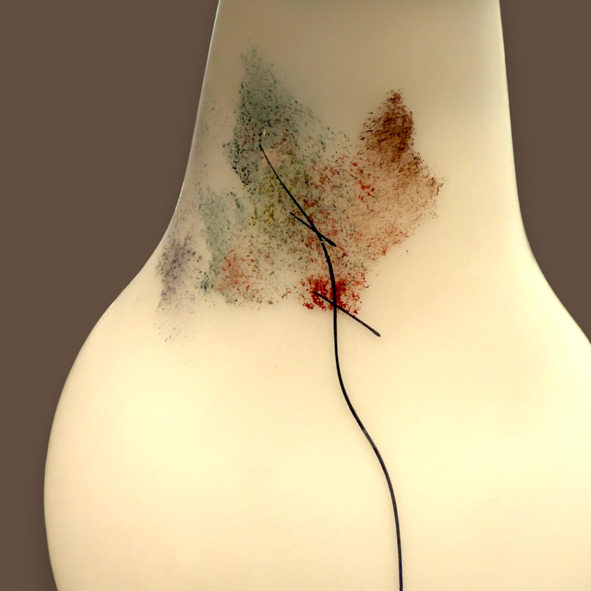 Vintage Italian Murano glass & chrome lamp, peint à la main, circa 1970 Bon état - En vente à NICE, FR