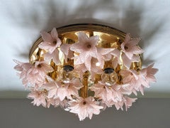 Italian Vintage Murano Glass Ceiling Light Flush Mount Chandelier, 1970s