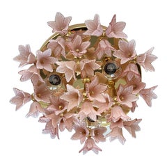 Italian Vintage Murano Glass Ceiling Light Flush Mount Chandelier, 1970s Italian Vintage Murano Glass Ceiling Light Flush Mount Chandelier, 1970s