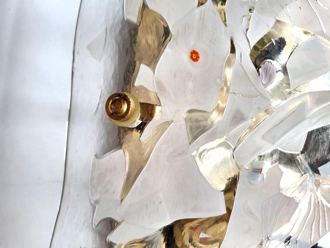 Italian Vintage Murano Glass Ceiling Light Flush Mount Chandelier In Good Condition For Sale In Berlin, DE