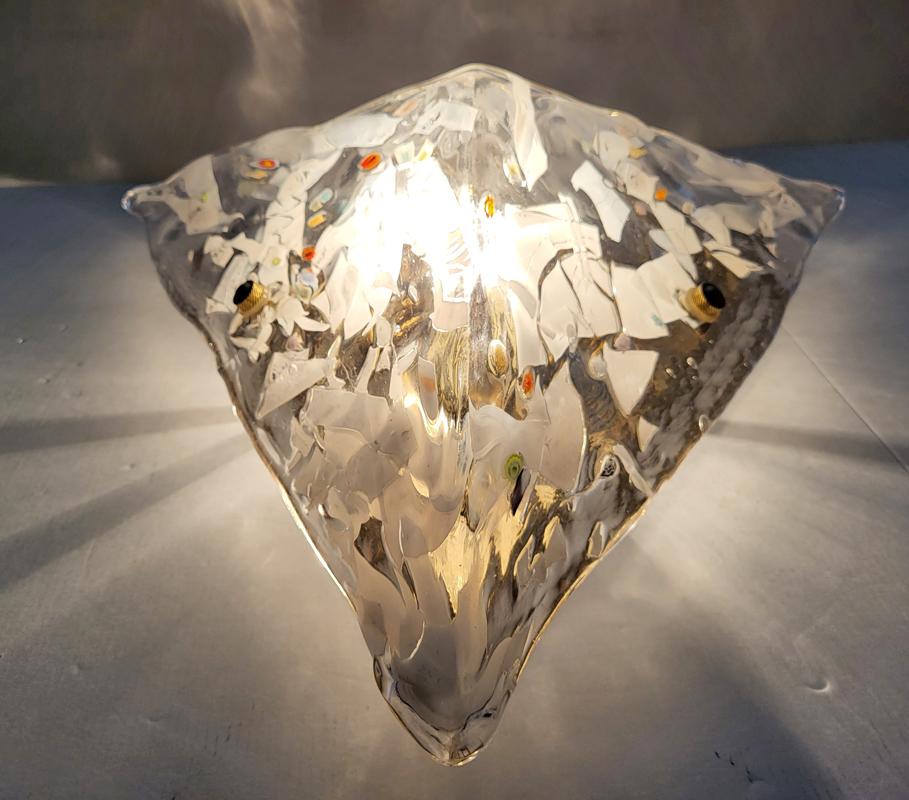 20th Century Italian Vintage Murano Glass Ceiling Light Flush Mount Chandelier For Sale