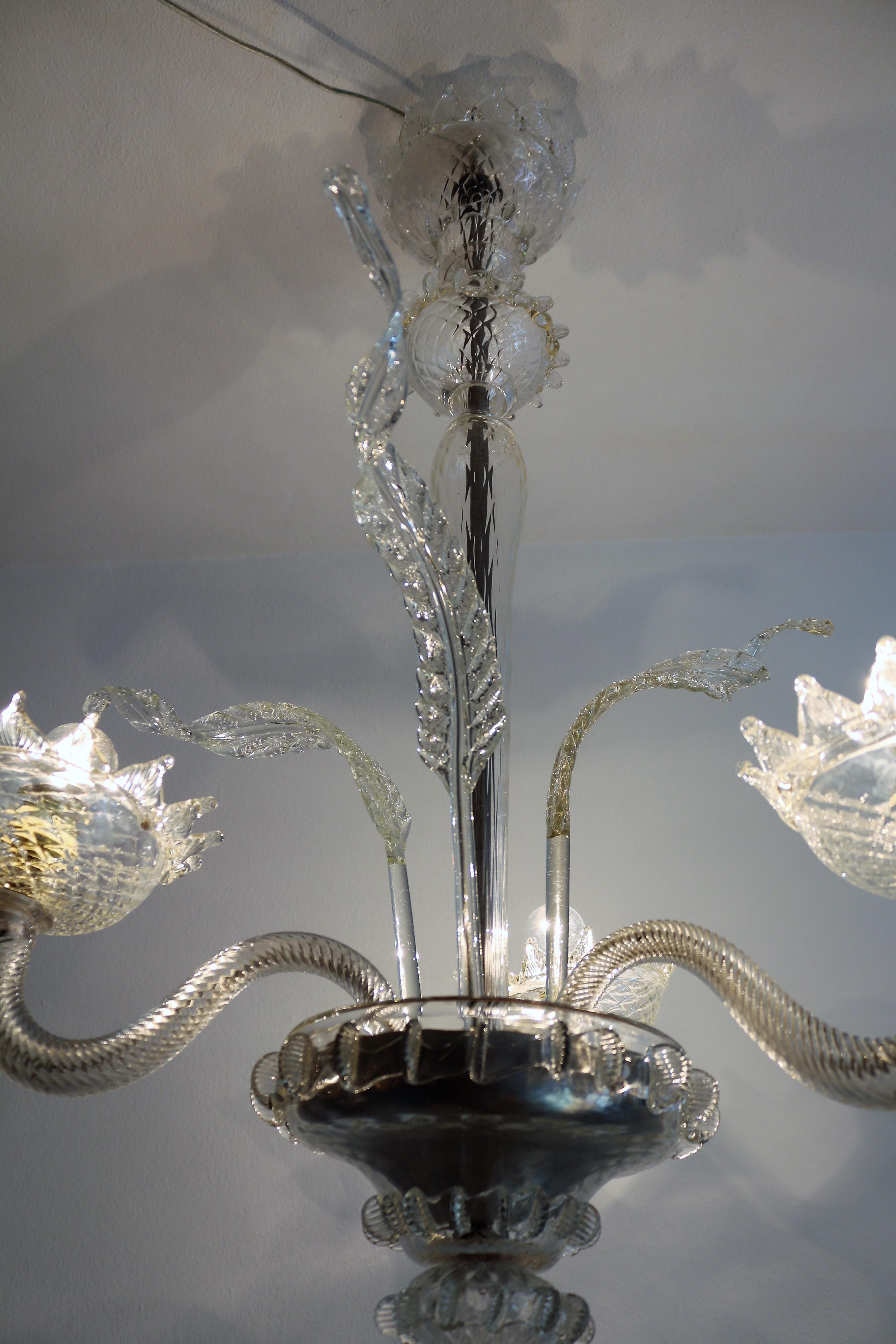 Italian Midcentury Murano Glass Chandelier, 1950s For Sale 5
