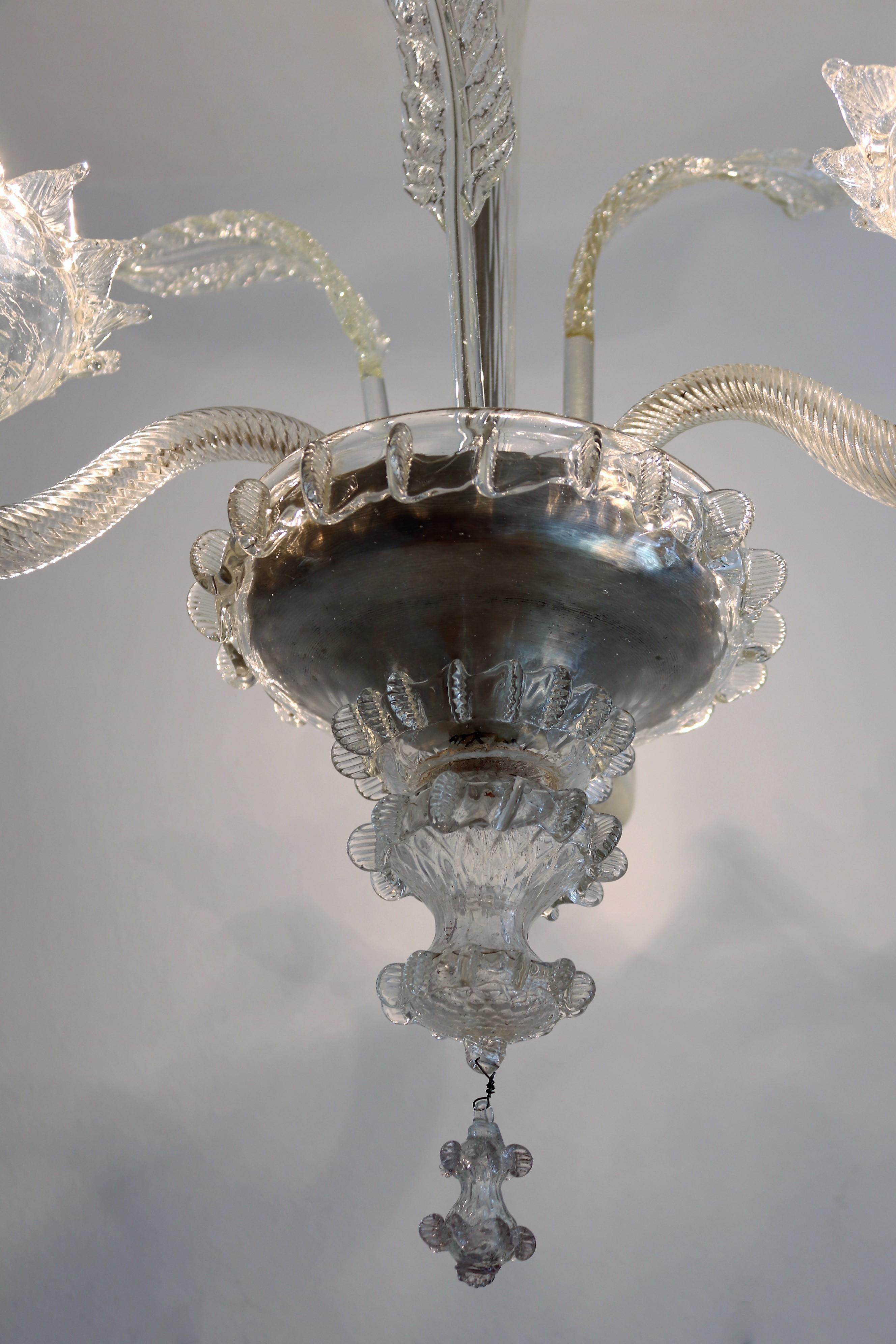 Italian Midcentury Murano Glass Chandelier, 1950s For Sale 9