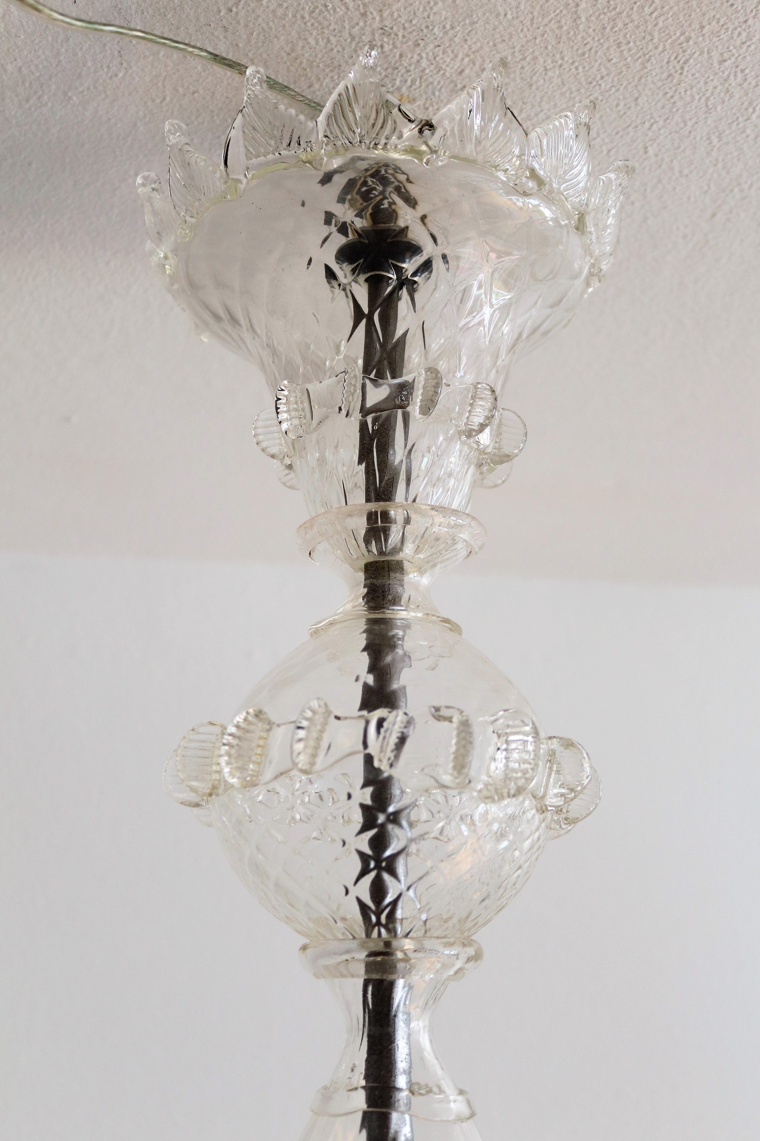 Italian Midcentury Murano Glass Chandelier, 1950s For Sale 12