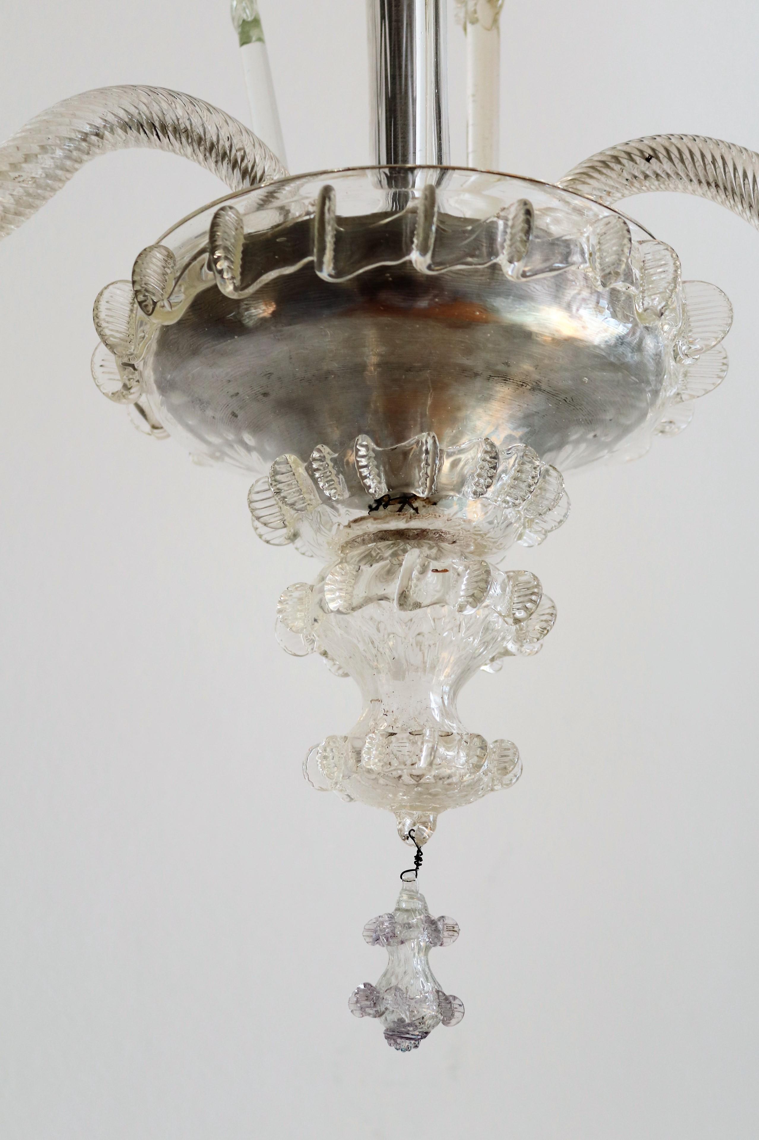 Mid-Century Modern Italian Midcentury Murano Glass Chandelier, 1950s For Sale
