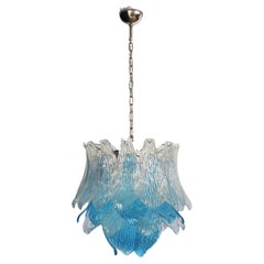 Italian vintage Murano Glass chandelier - 38 glasses - blue and trasparent